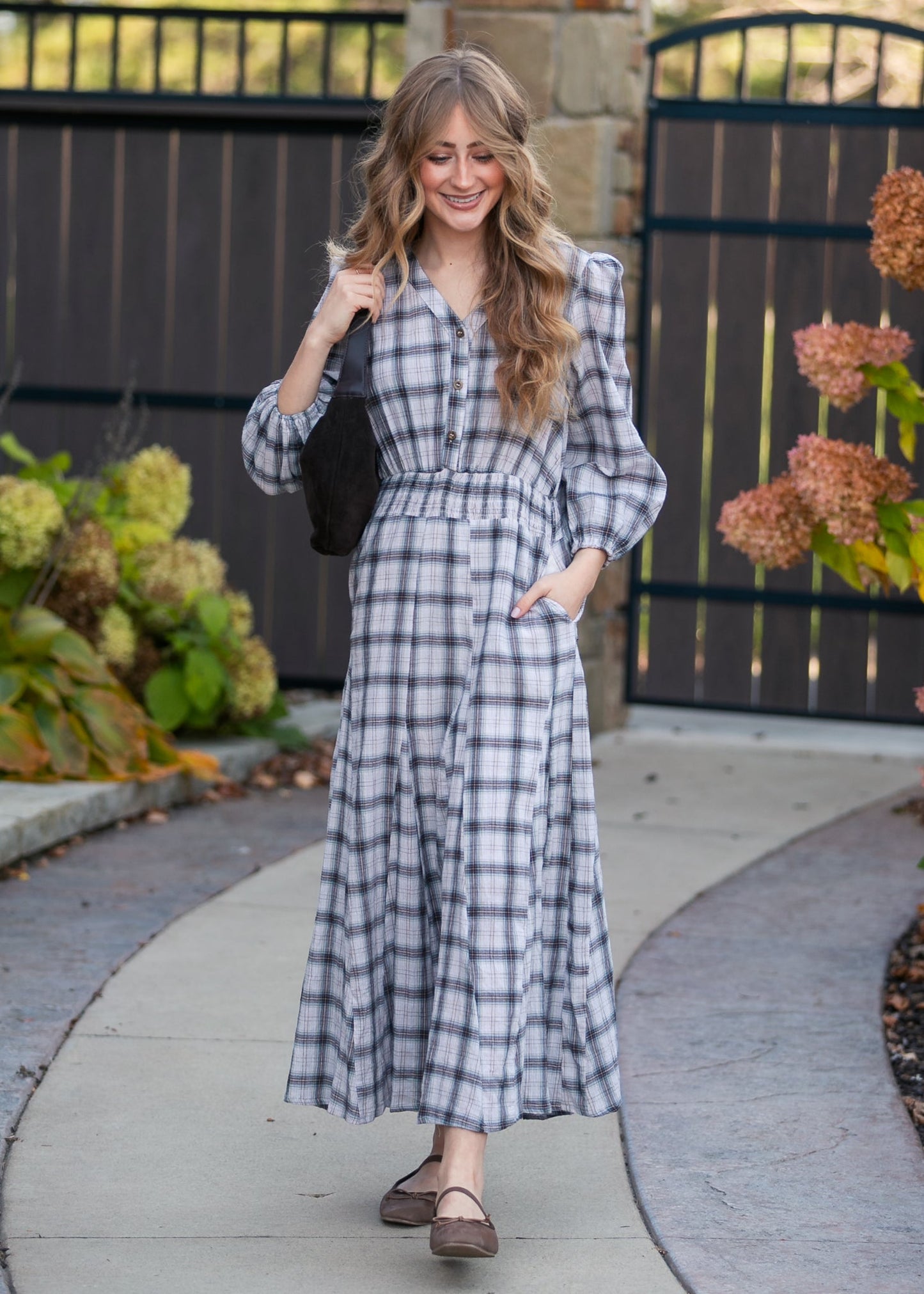Plaid Button Down Maxi Dress