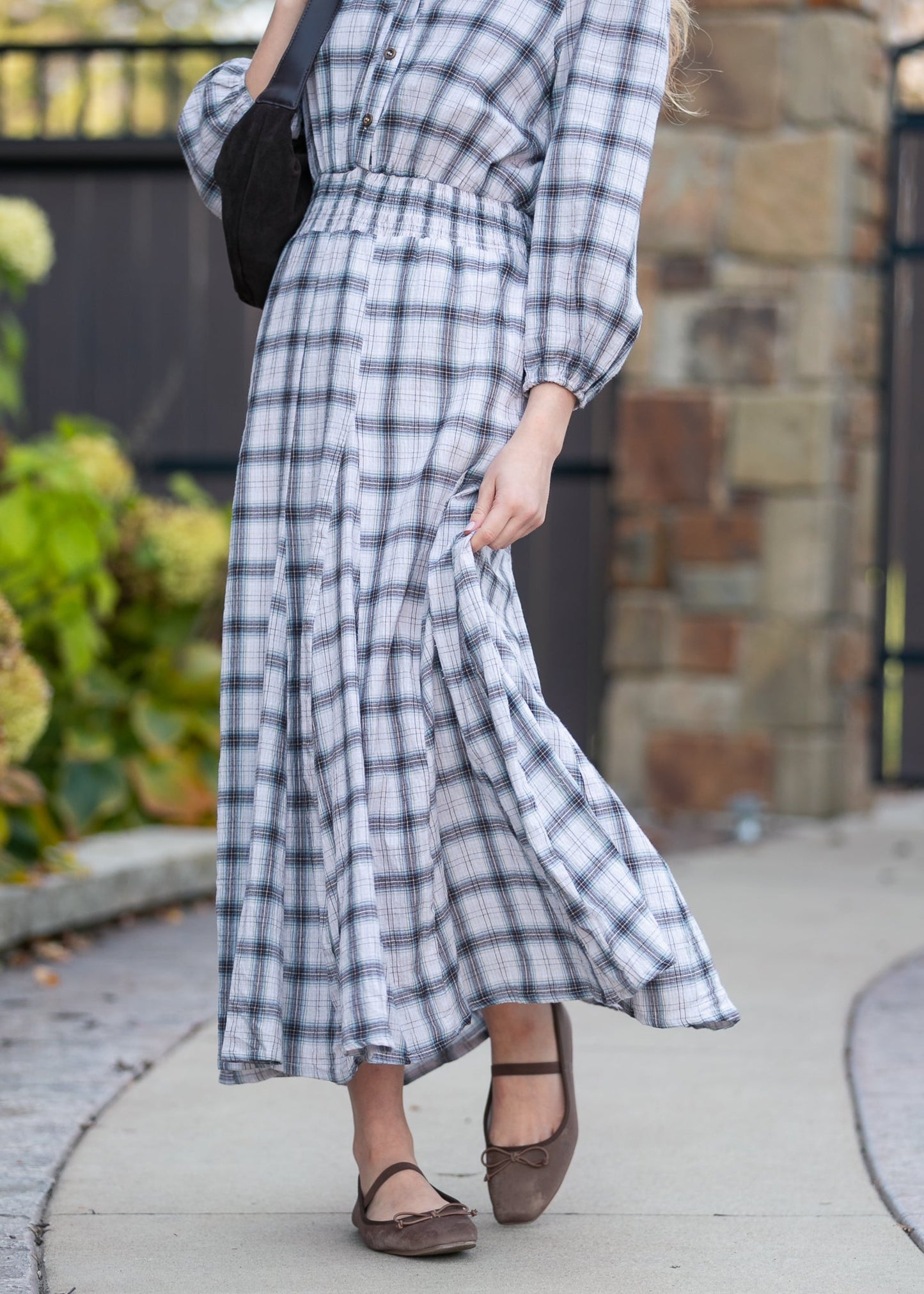 Plaid Button Down Maxi Dress