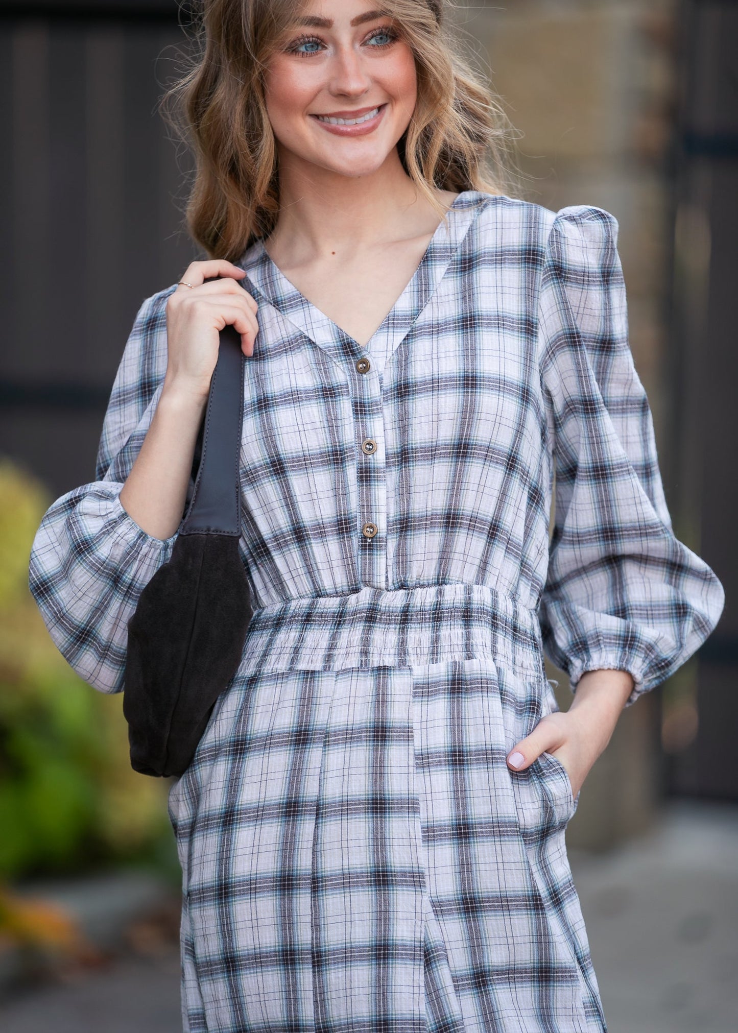 Plaid Button Down Maxi Dress