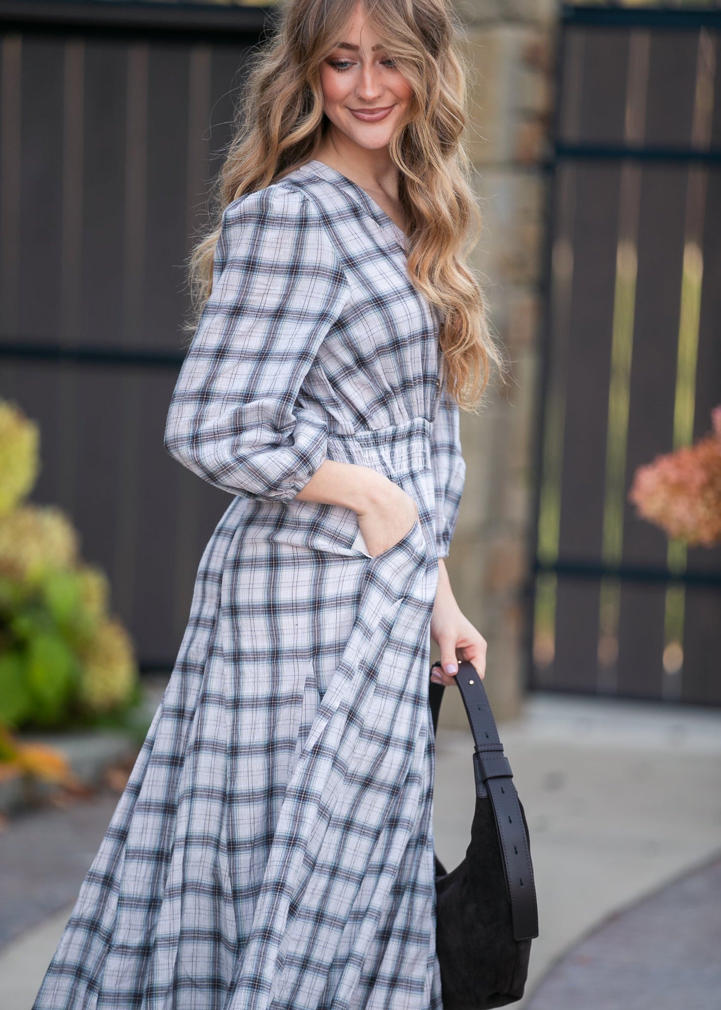 Plaid Button Down Maxi Dress