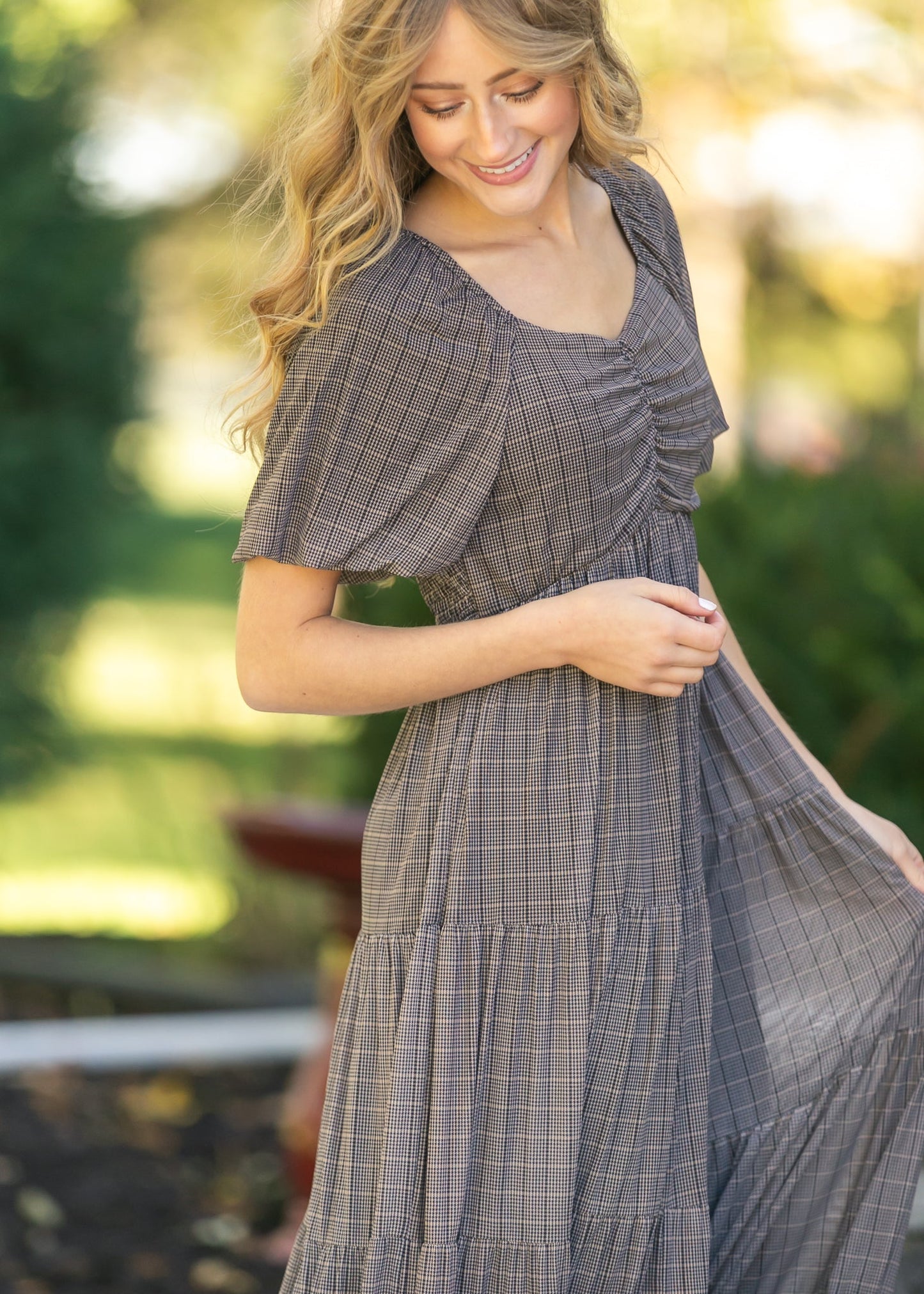 Plaid Mesh Tiered Maxi Dress - FINAL SALE