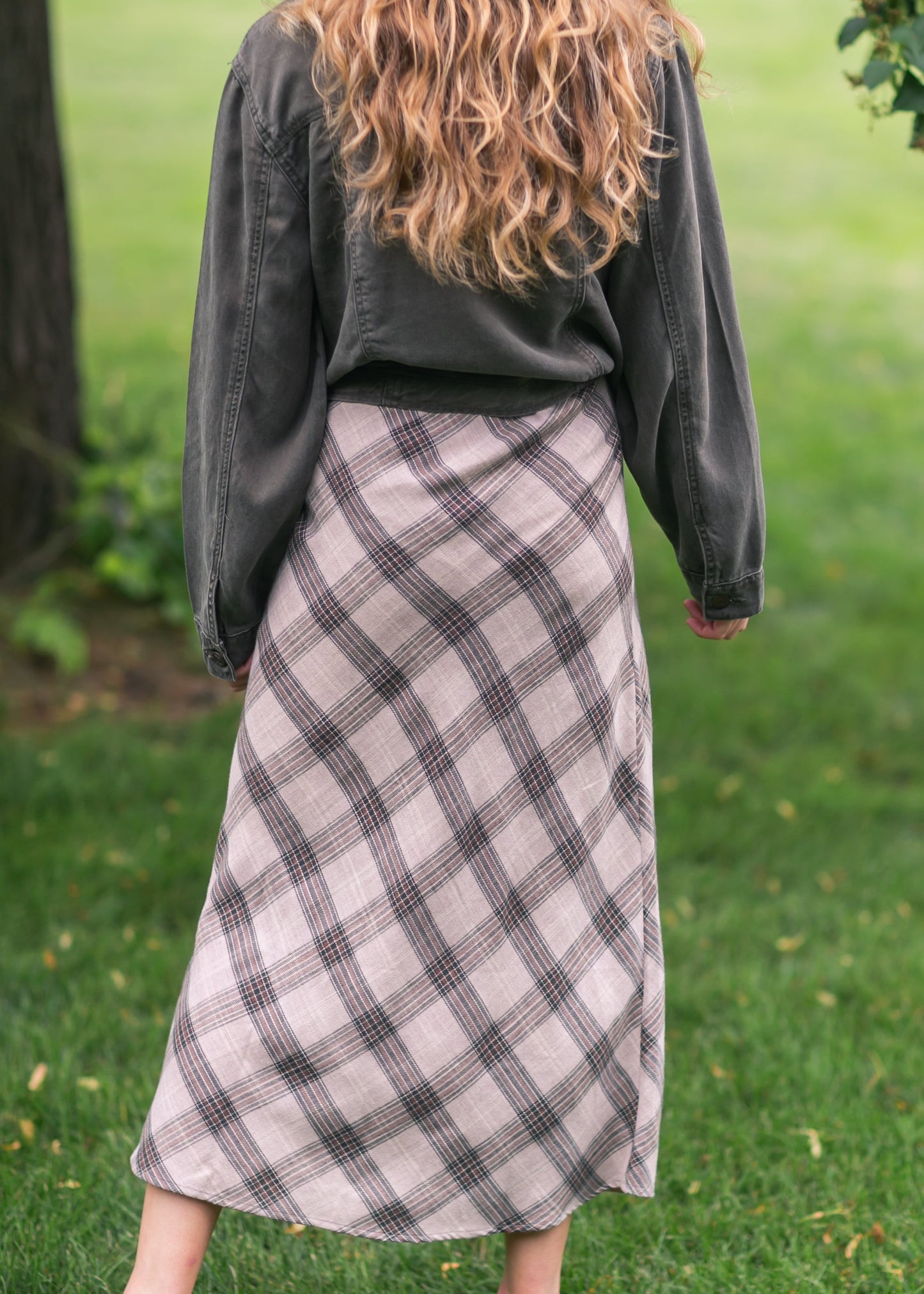 Plaid Print Midi Skirt