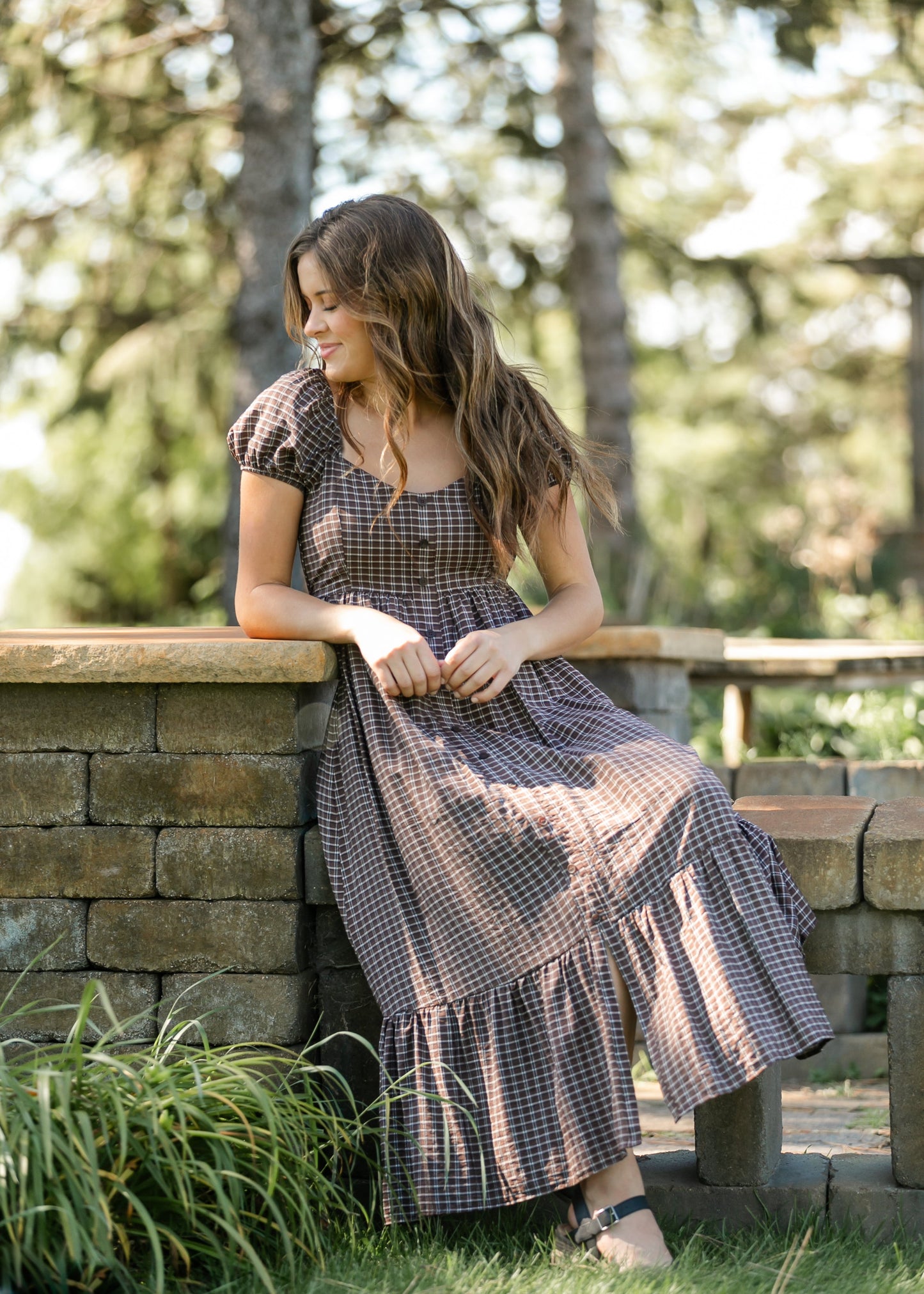 Plaid Puff Sleeve Maxi Dress - FINAL SALE
