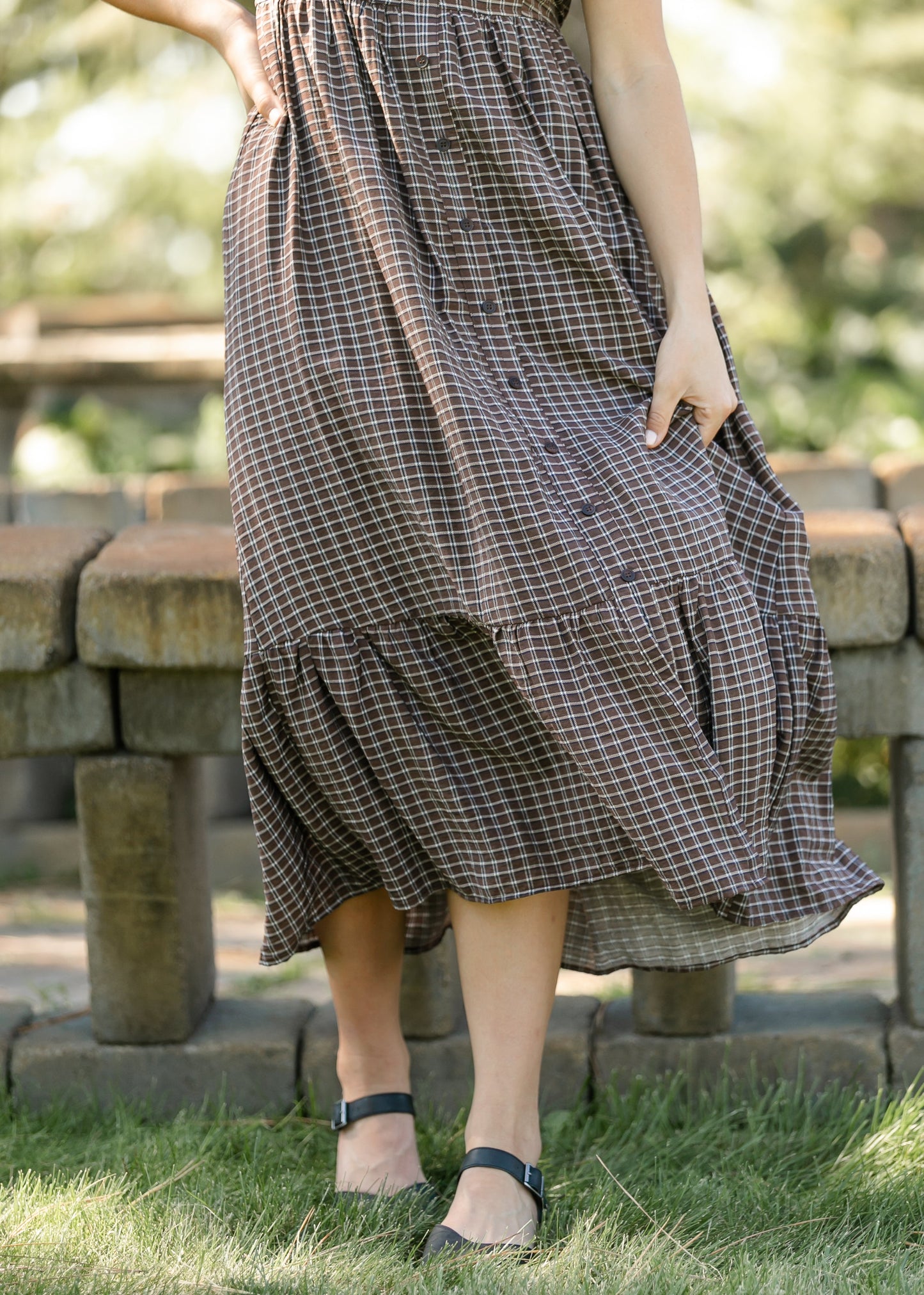 Plaid Puff Sleeve Maxi Dress - FINAL SALE