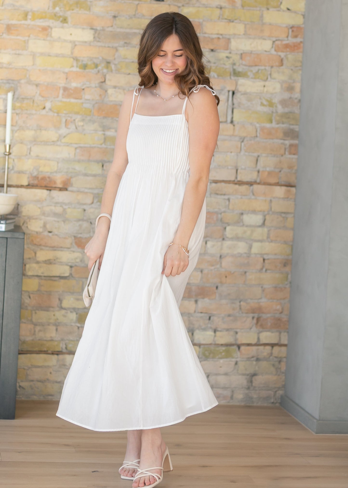 Pleated Bodice Cotton Maxi Dress