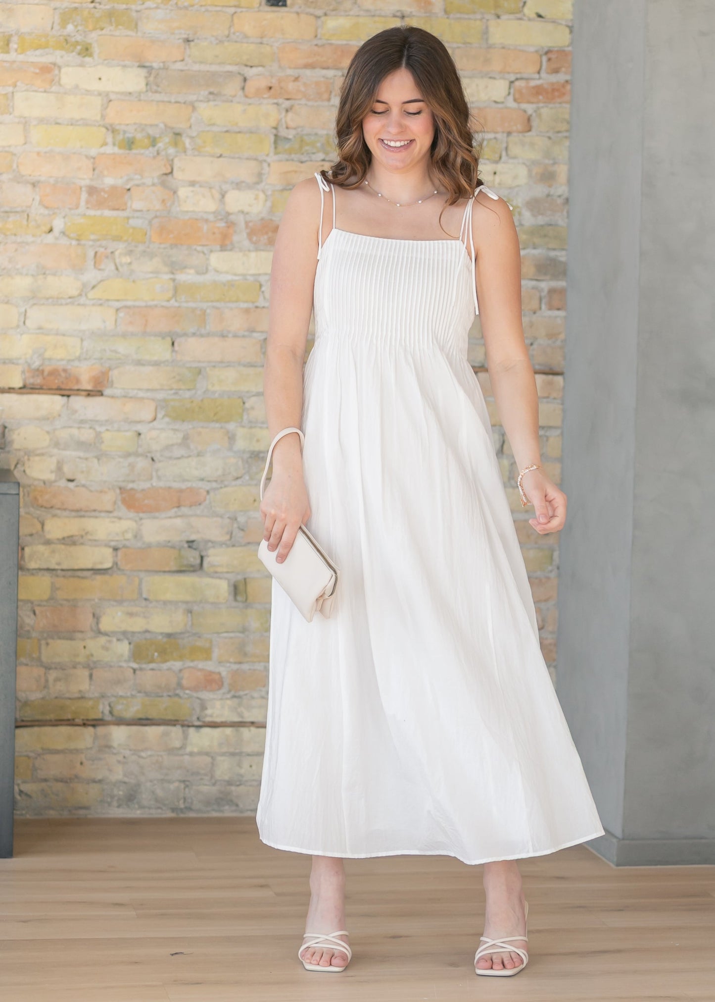 Pleated Bodice Cotton Maxi Dress