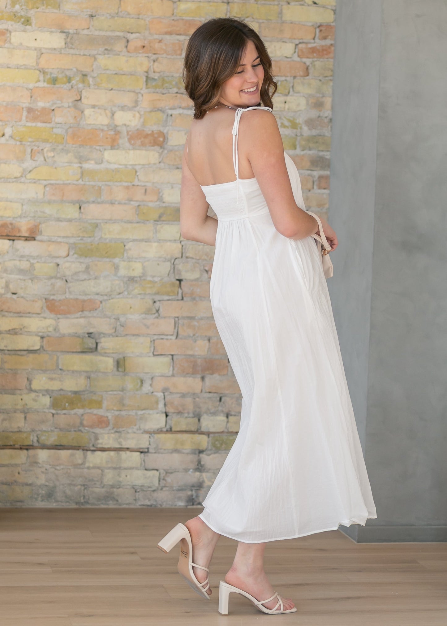 Pleated Bodice Cotton Maxi Dress