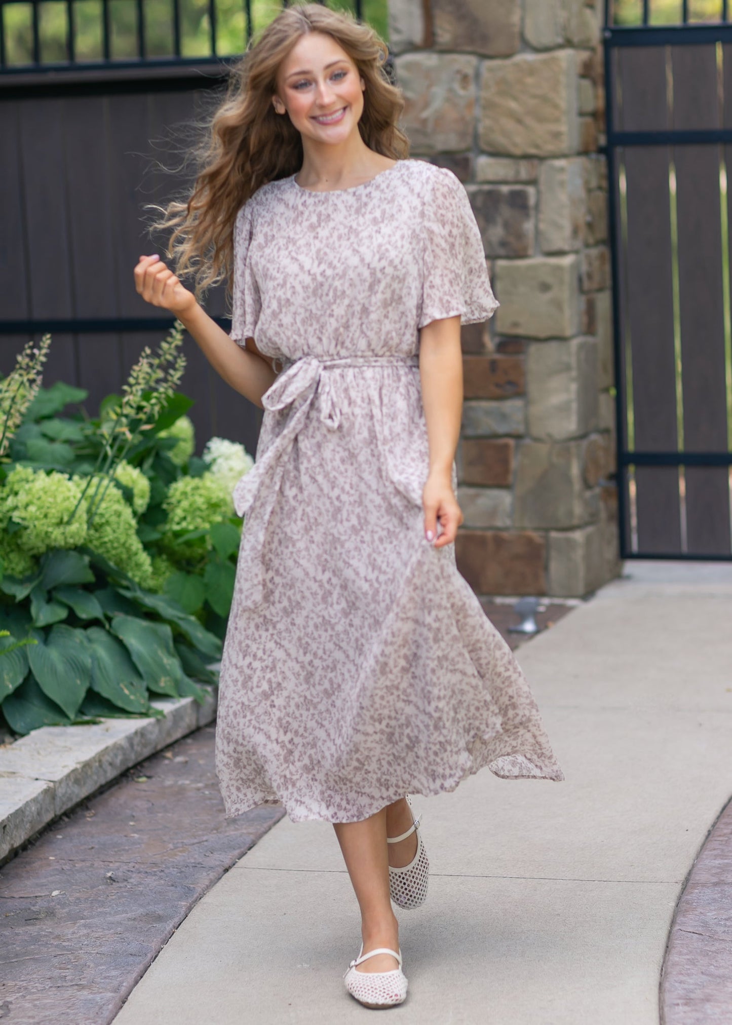 Pleated Chiffon Printed Dress - FINAL SALE