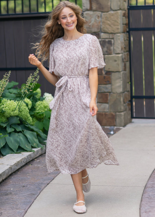 Pleated Chiffon Printed Dress - FINAL SALE