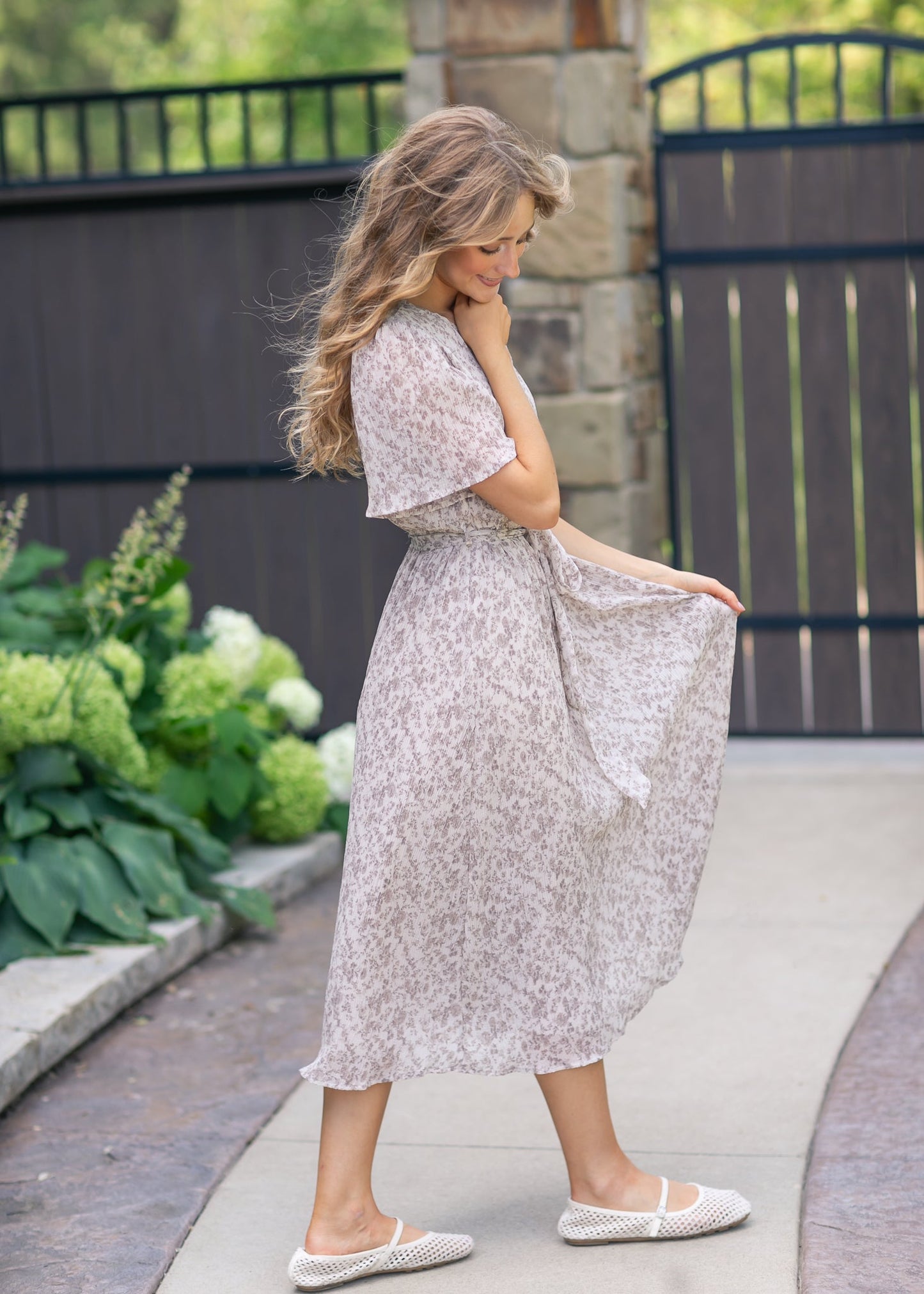 Pleated Chiffon Printed Dress - FINAL SALE