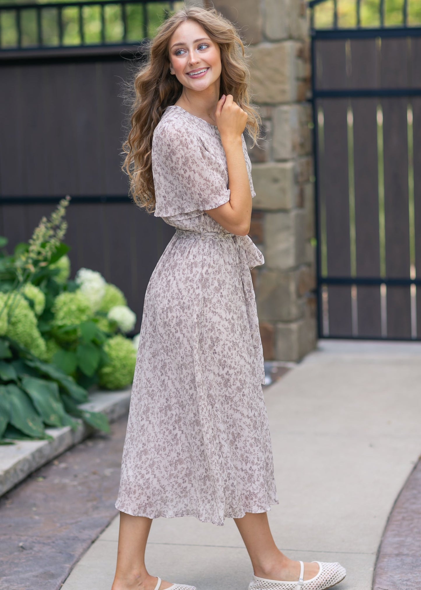 Pleated Chiffon Printed Dress - FINAL SALE
