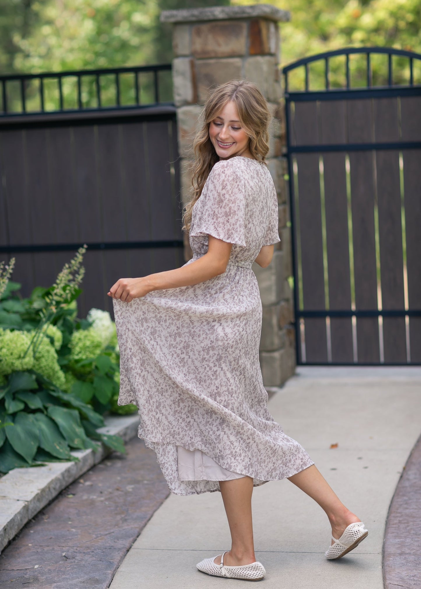 Pleated Chiffon Printed Dress - FINAL SALE