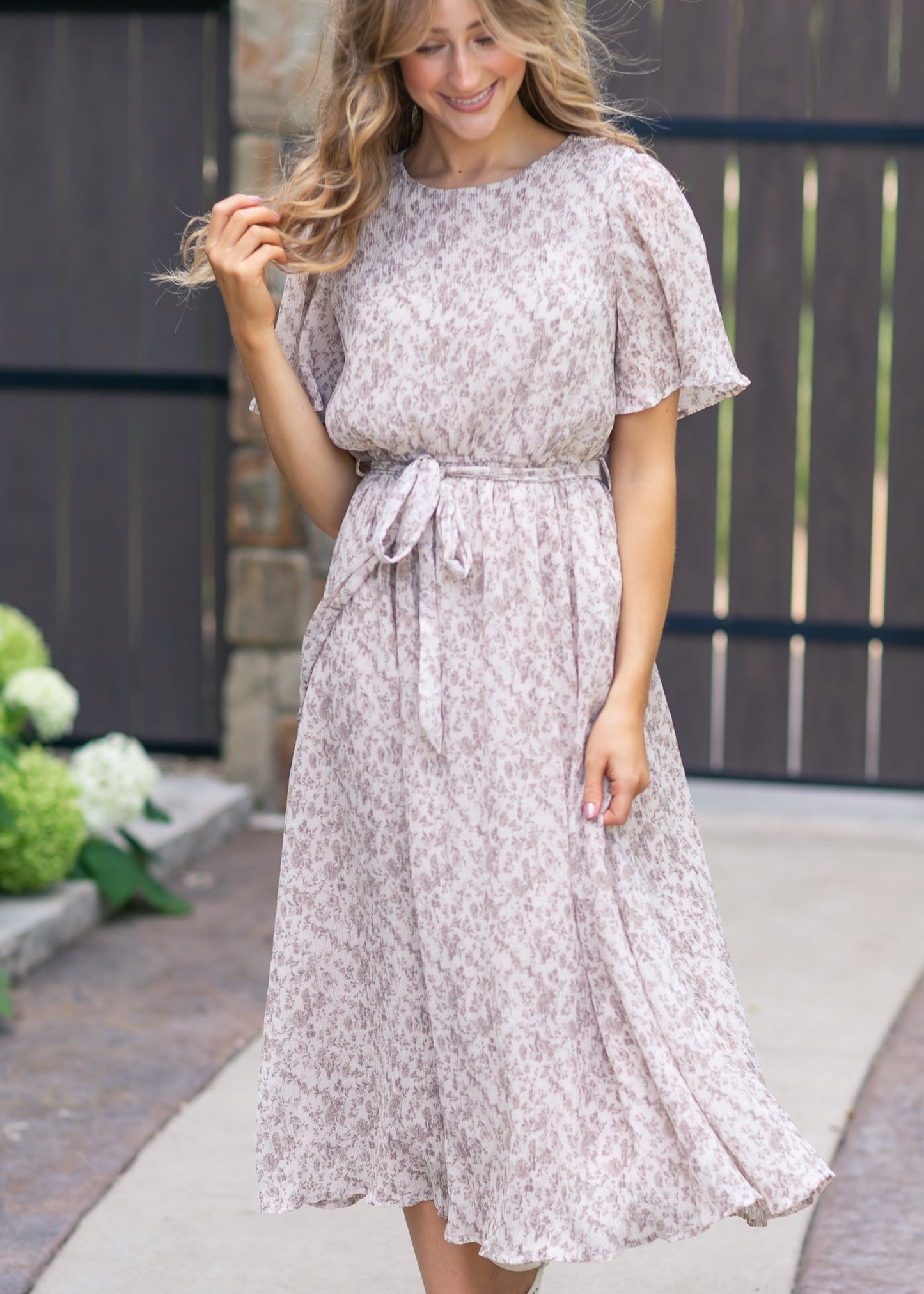 Pleated Chiffon Printed Dress - FINAL SALE
