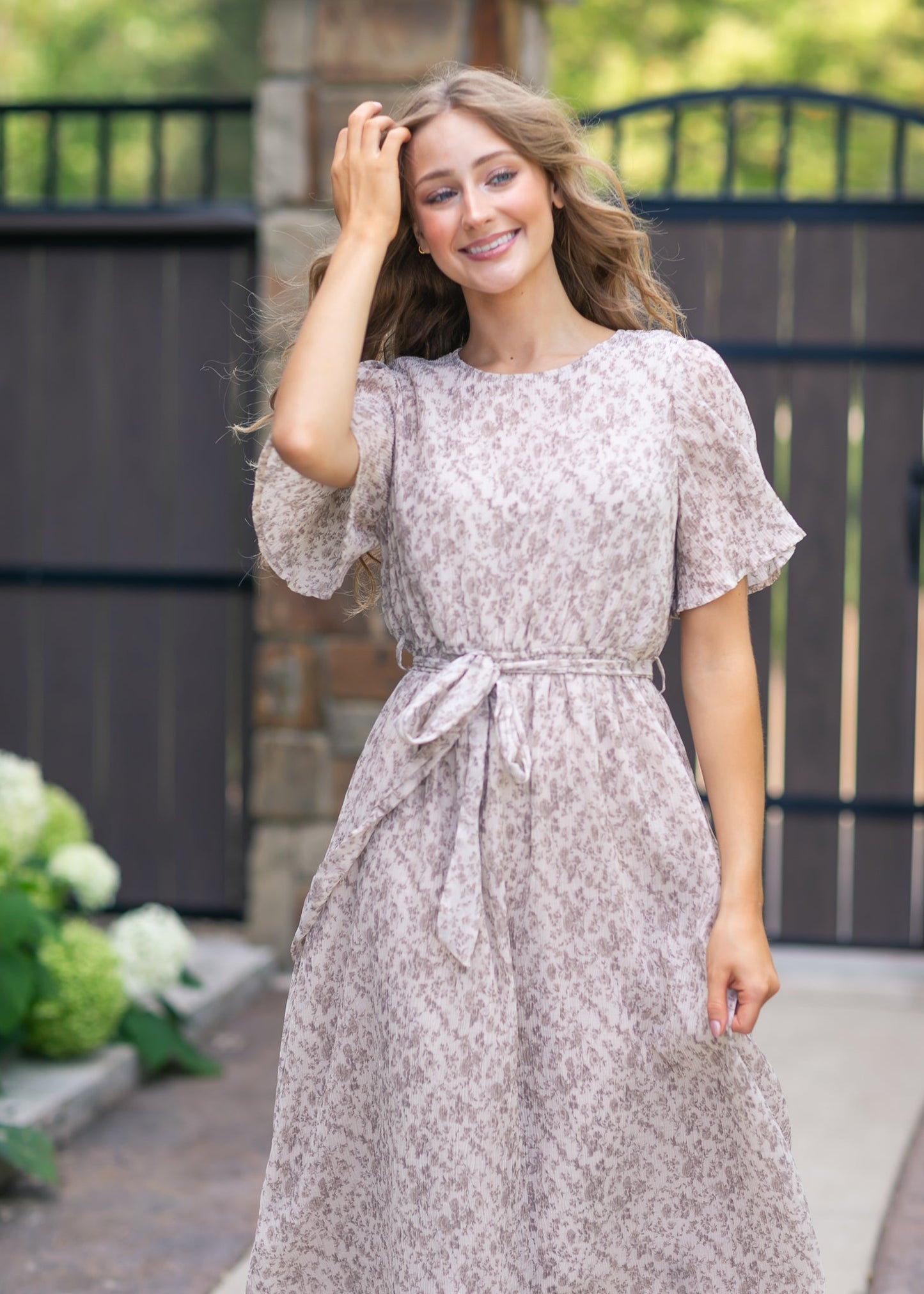 Pleated Chiffon Printed Dress - FINAL SALE