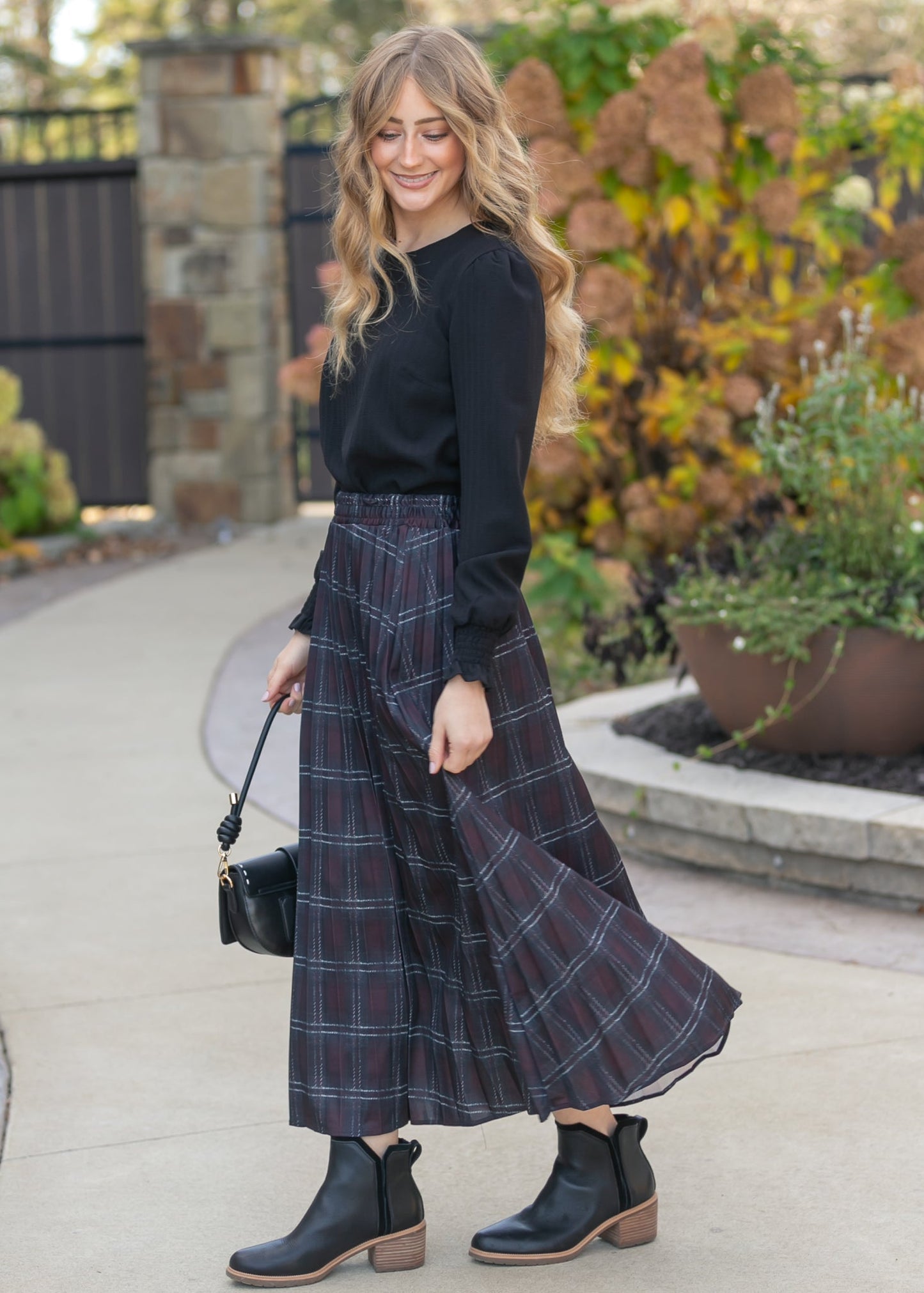 Pleated Plaid Maxi Skirt - FINAL SALE