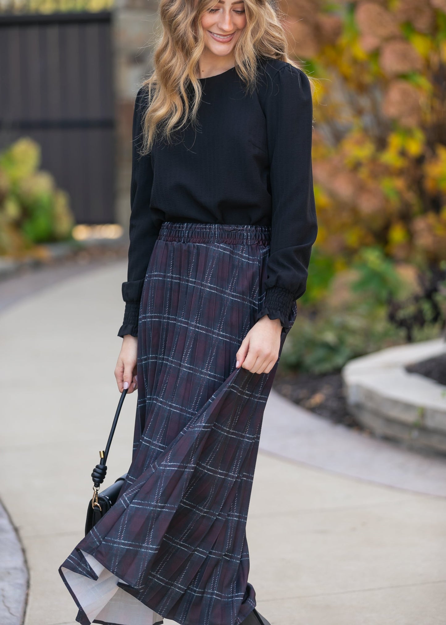 Pleated Plaid Maxi Skirt - FINAL SALE
