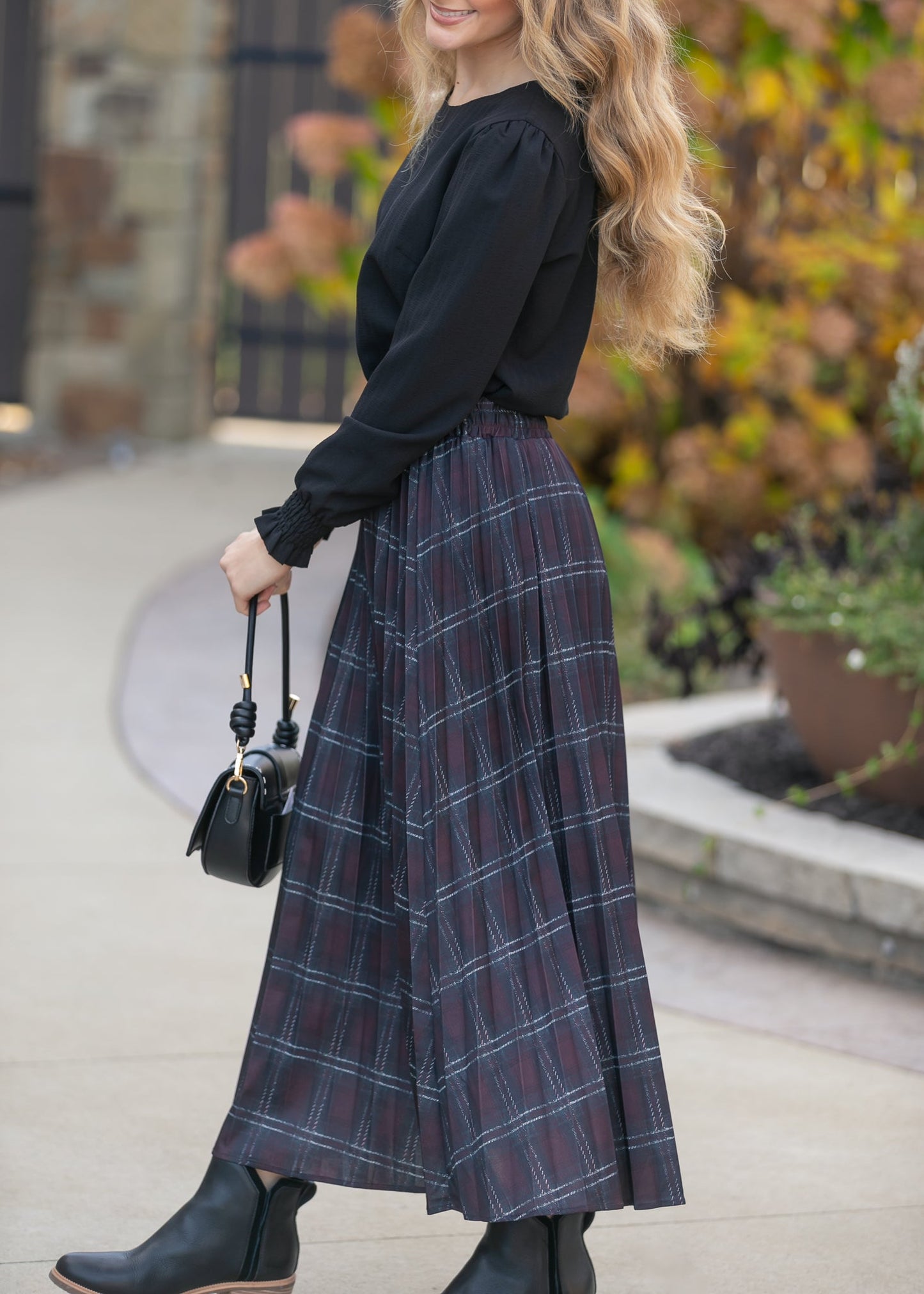 Pleated Plaid Maxi Skirt - FINAL SALE