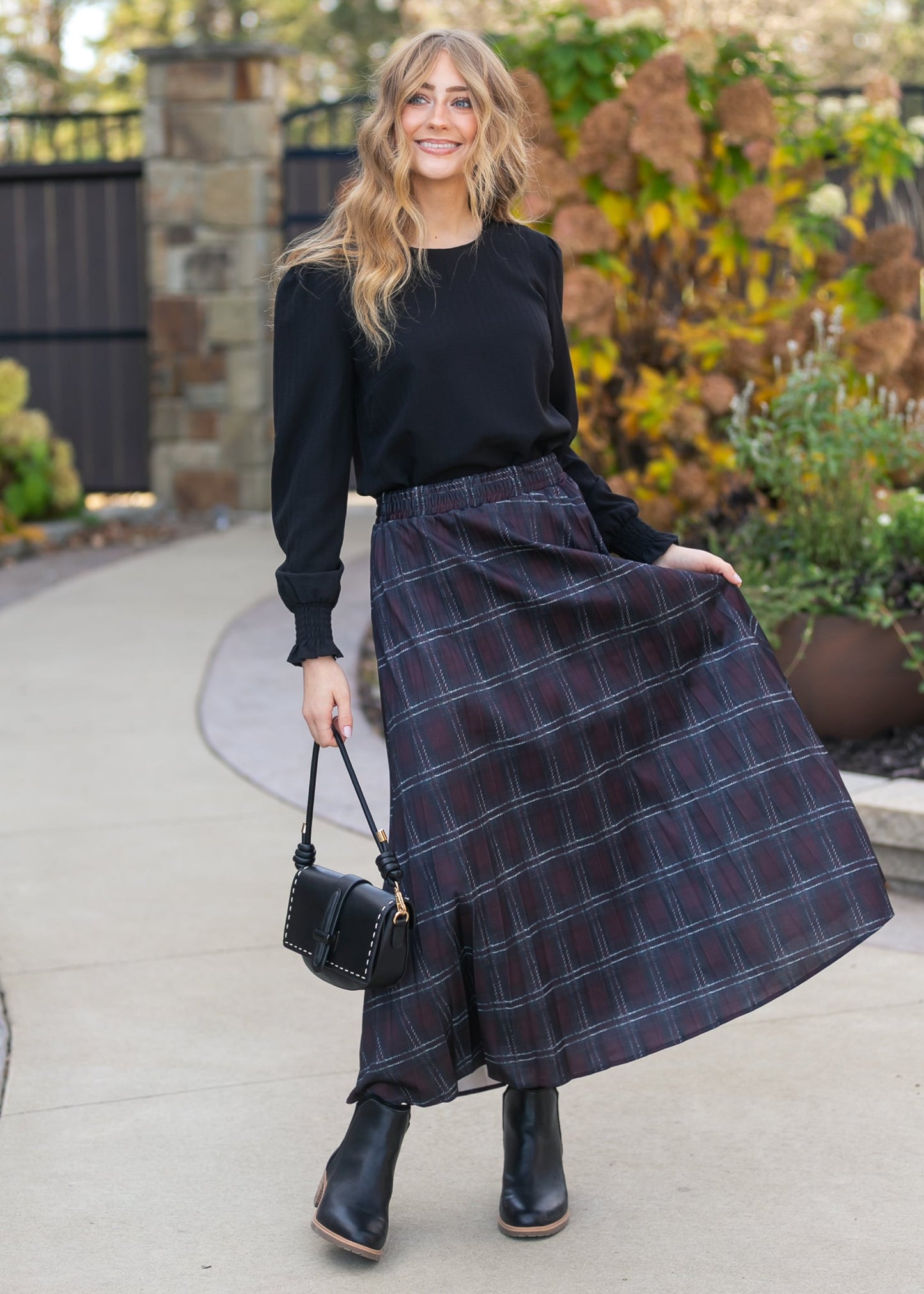 Pleated Plaid Maxi Skirt - FINAL SALE