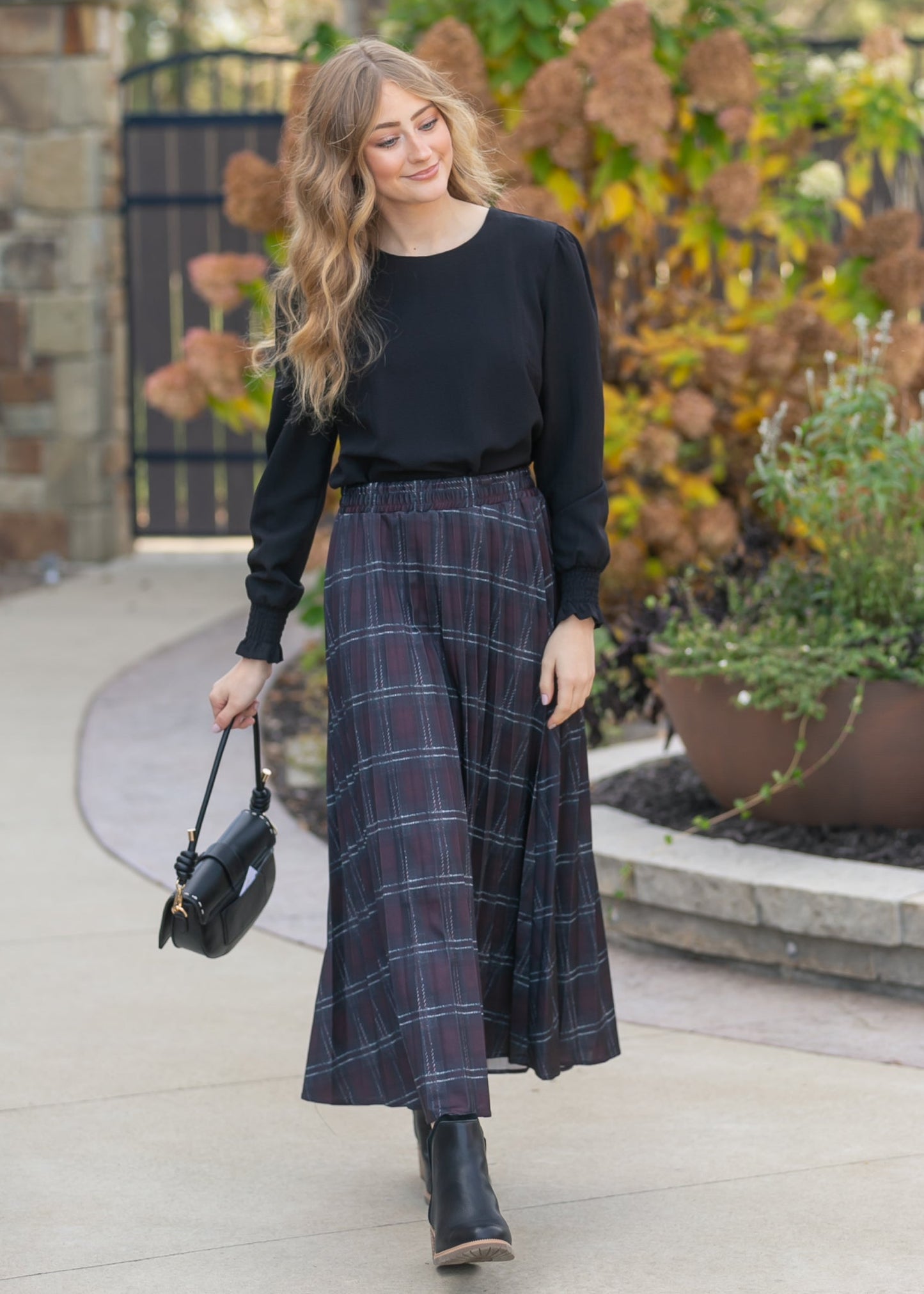 Pleated Plaid Maxi Skirt - FINAL SALE