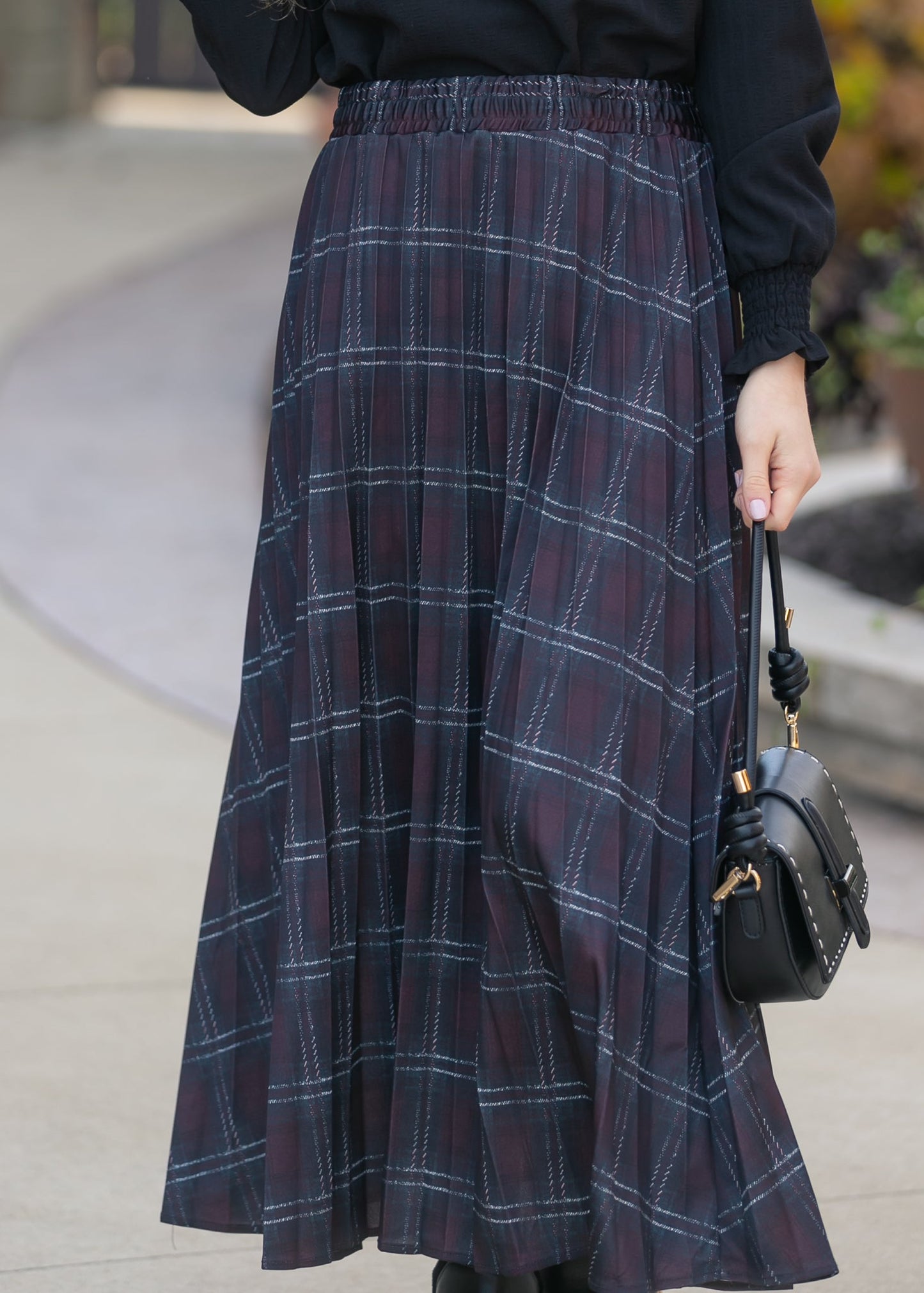 Pleated Plaid Maxi Skirt - FINAL SALE