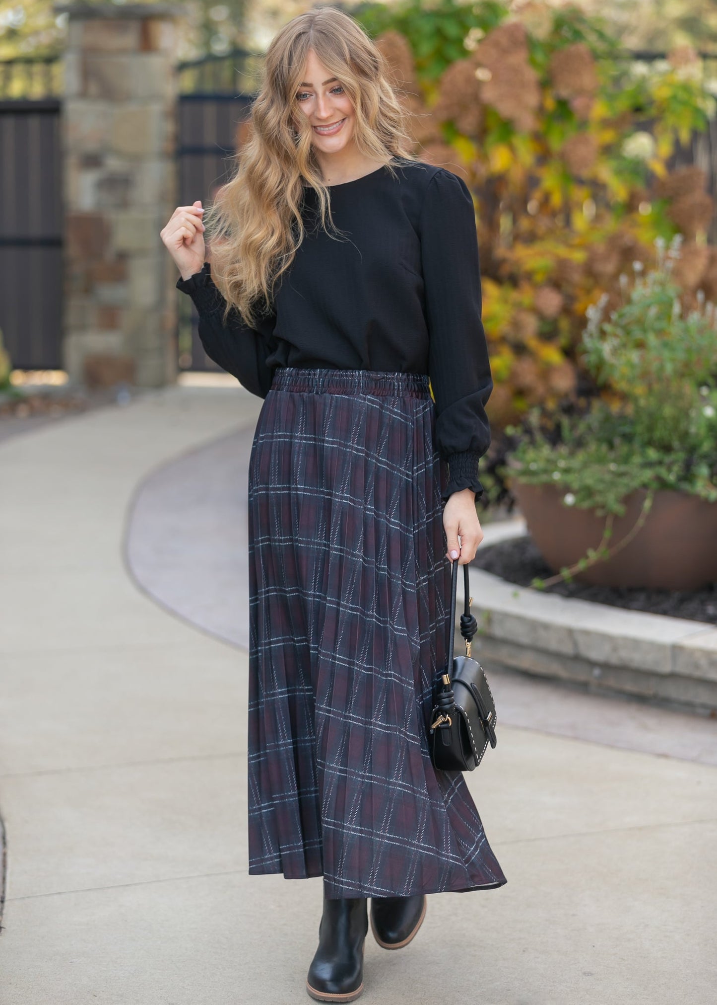 Pleated Plaid Maxi Skirt - FINAL SALE