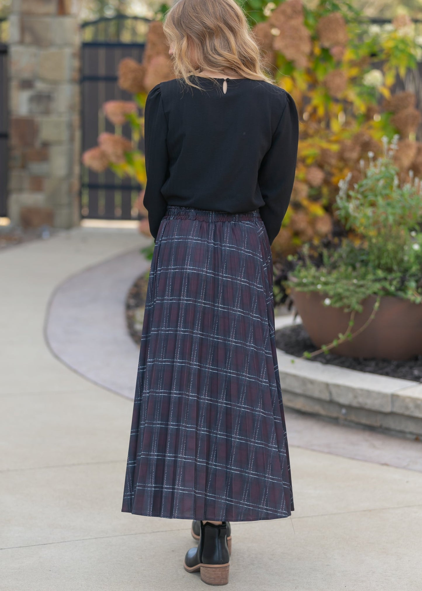 Pleated Plaid Maxi Skirt - FINAL SALE