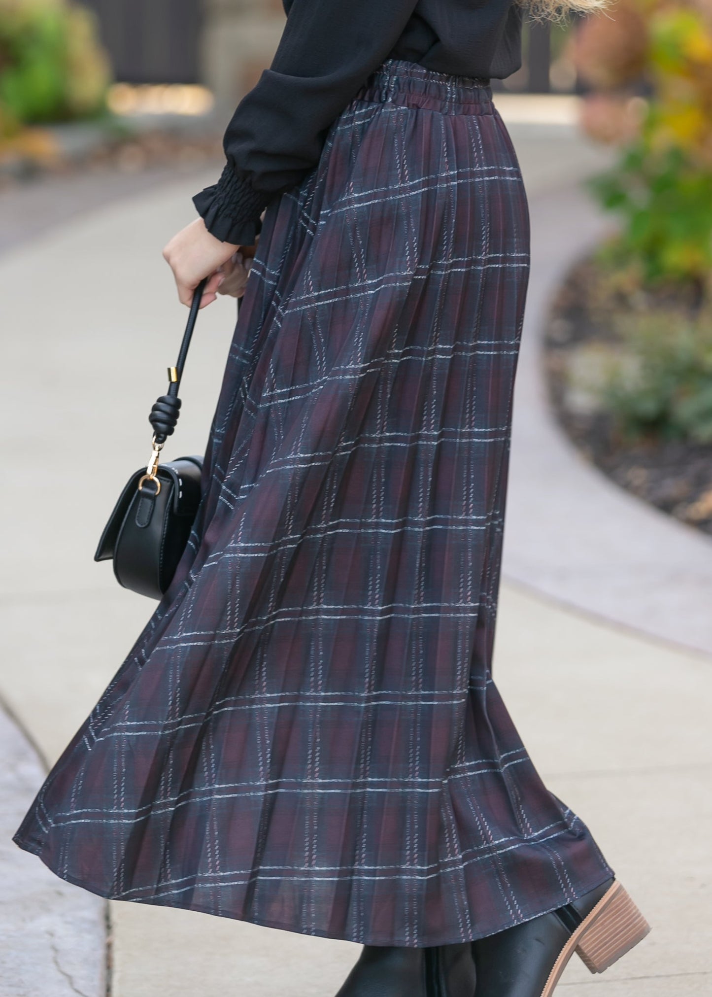 Pleated Plaid Maxi Skirt - FINAL SALE