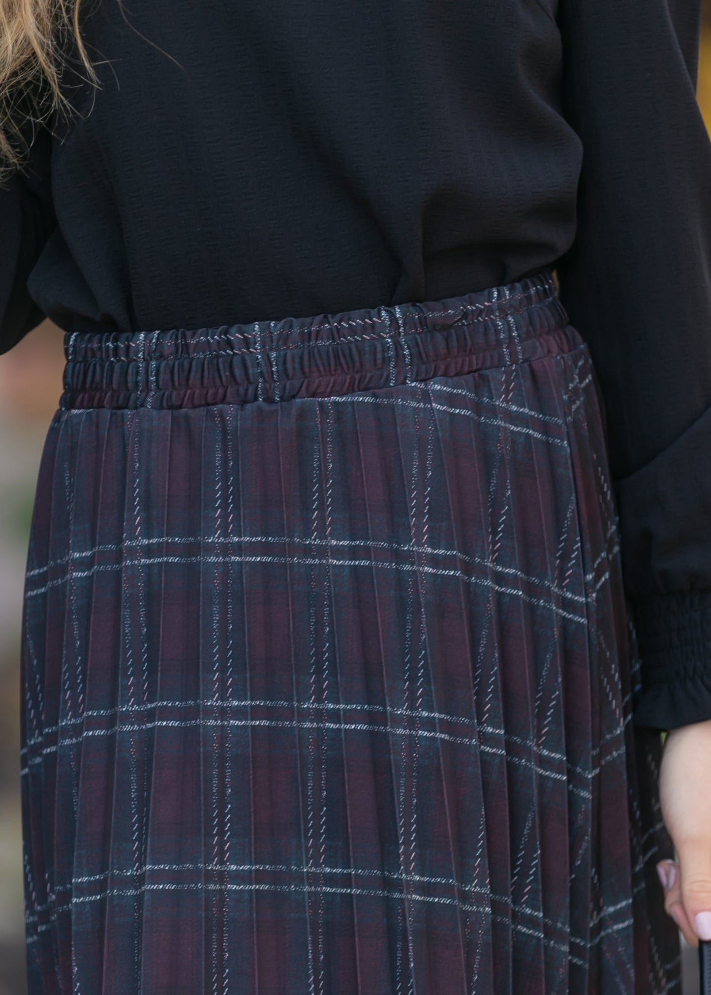 Pleated Plaid Maxi Skirt - FINAL SALE