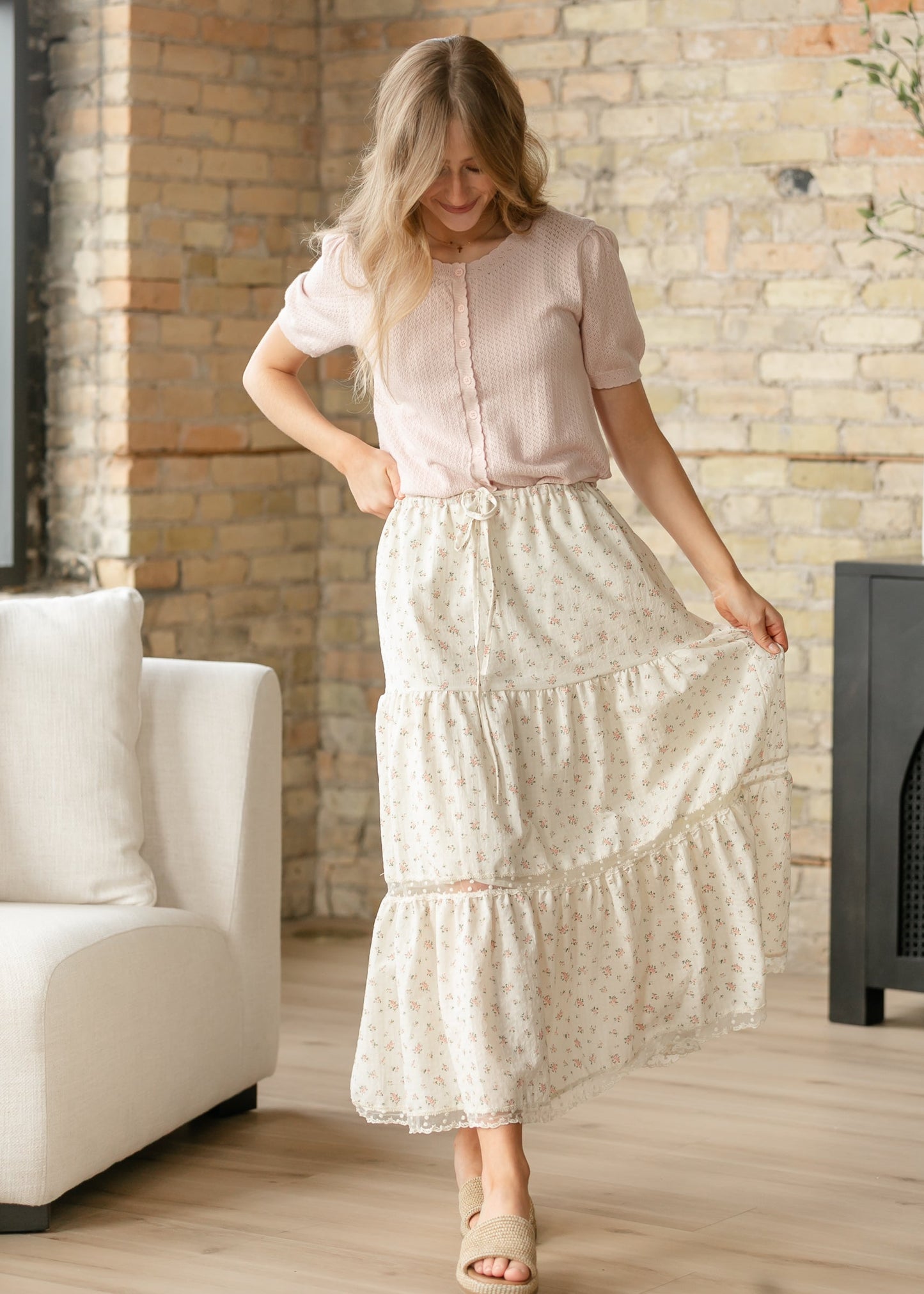 Pointelle Button Front Cardigan