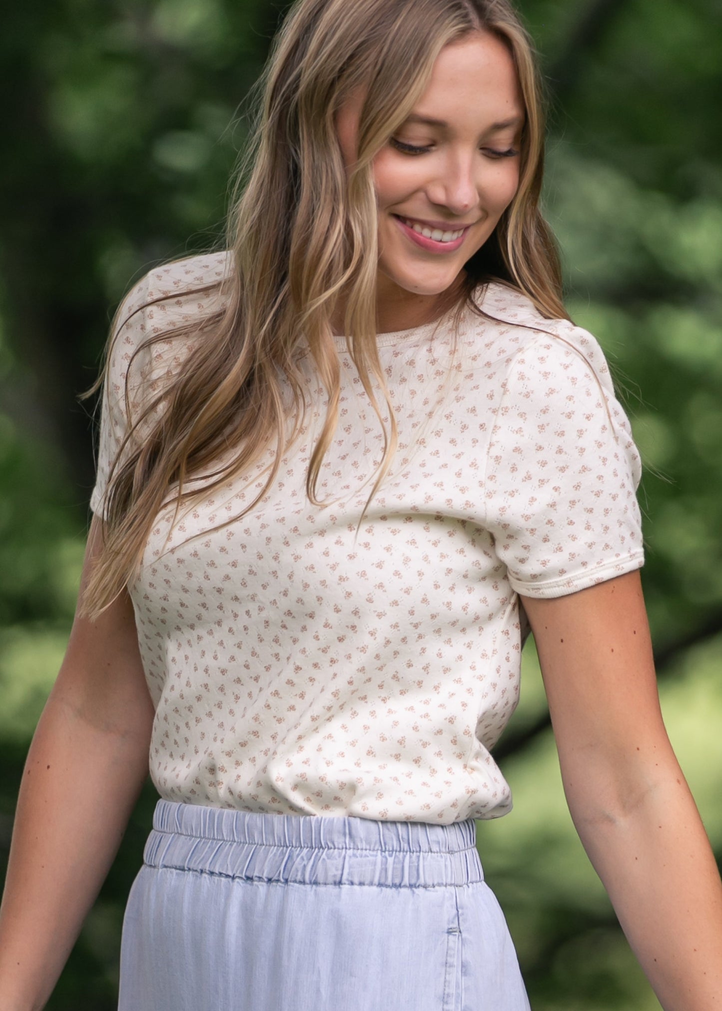 Pointelle Short Sleeve Tee