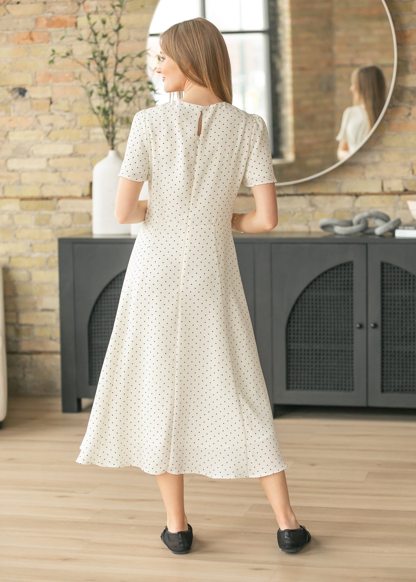 Polka Dot Flutter Sleeve Midi Dress