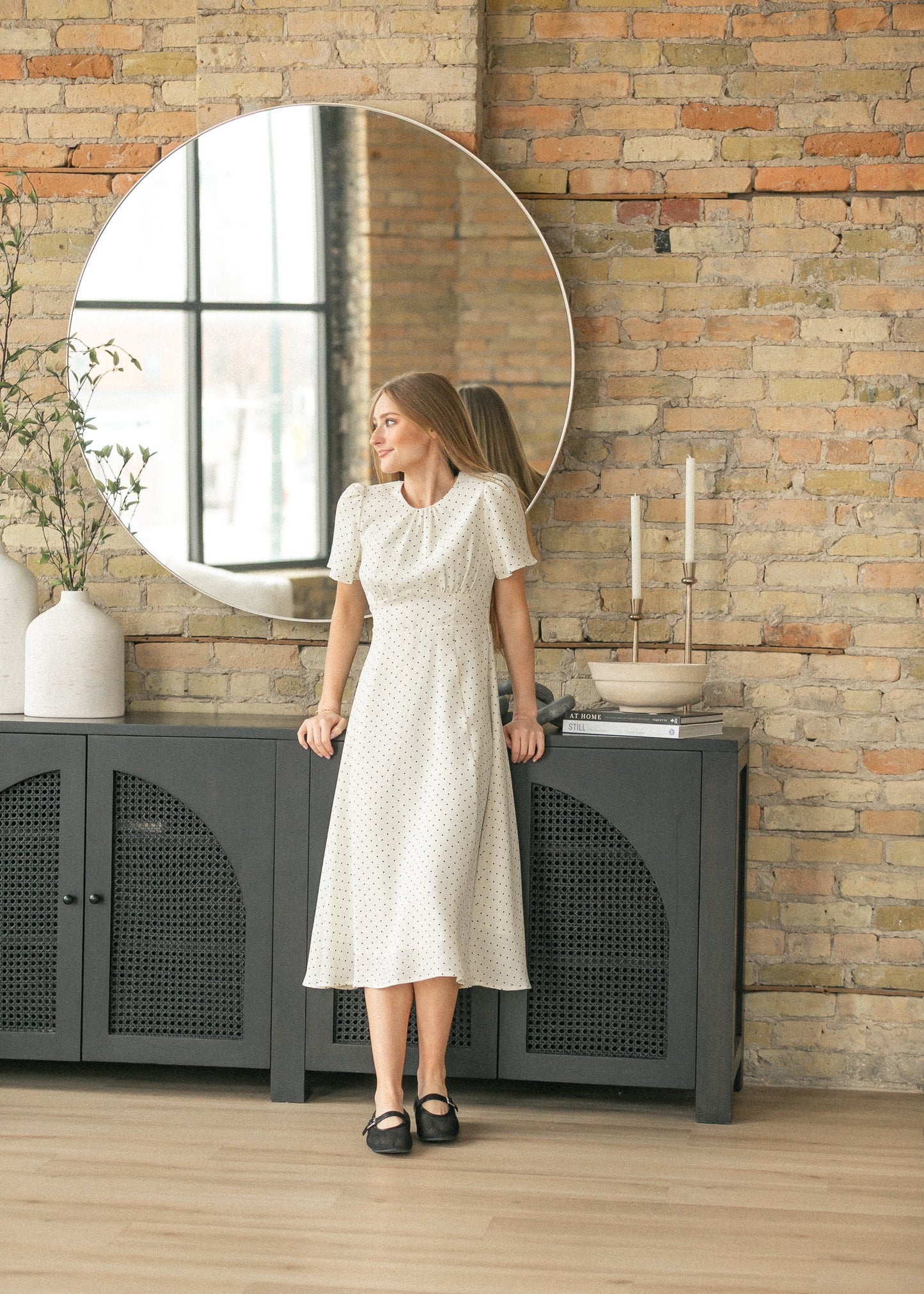 Polka Dot Flutter Sleeve Midi Dress