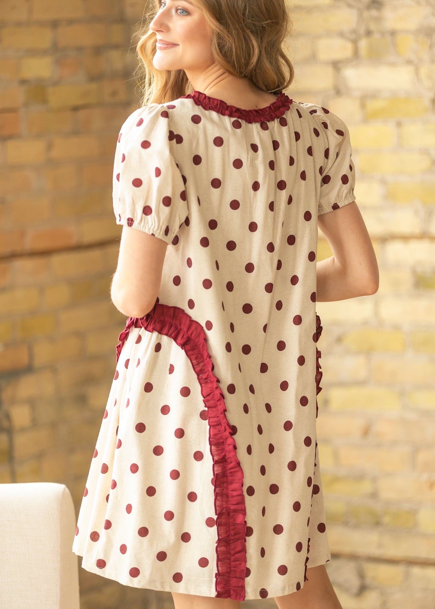 Polka Dot Ruffle Midi Dress