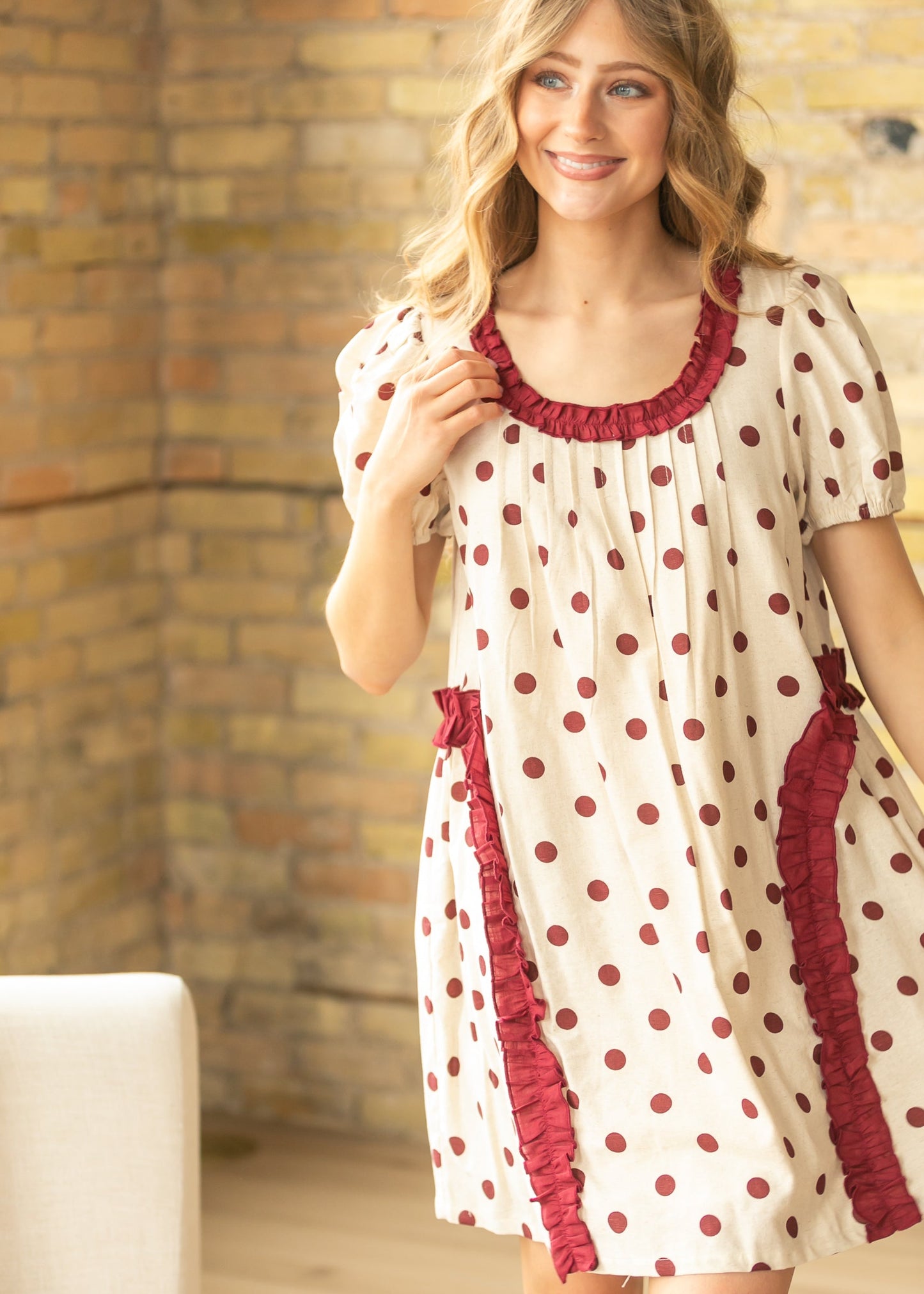 Polka Dot Ruffle Midi Dress