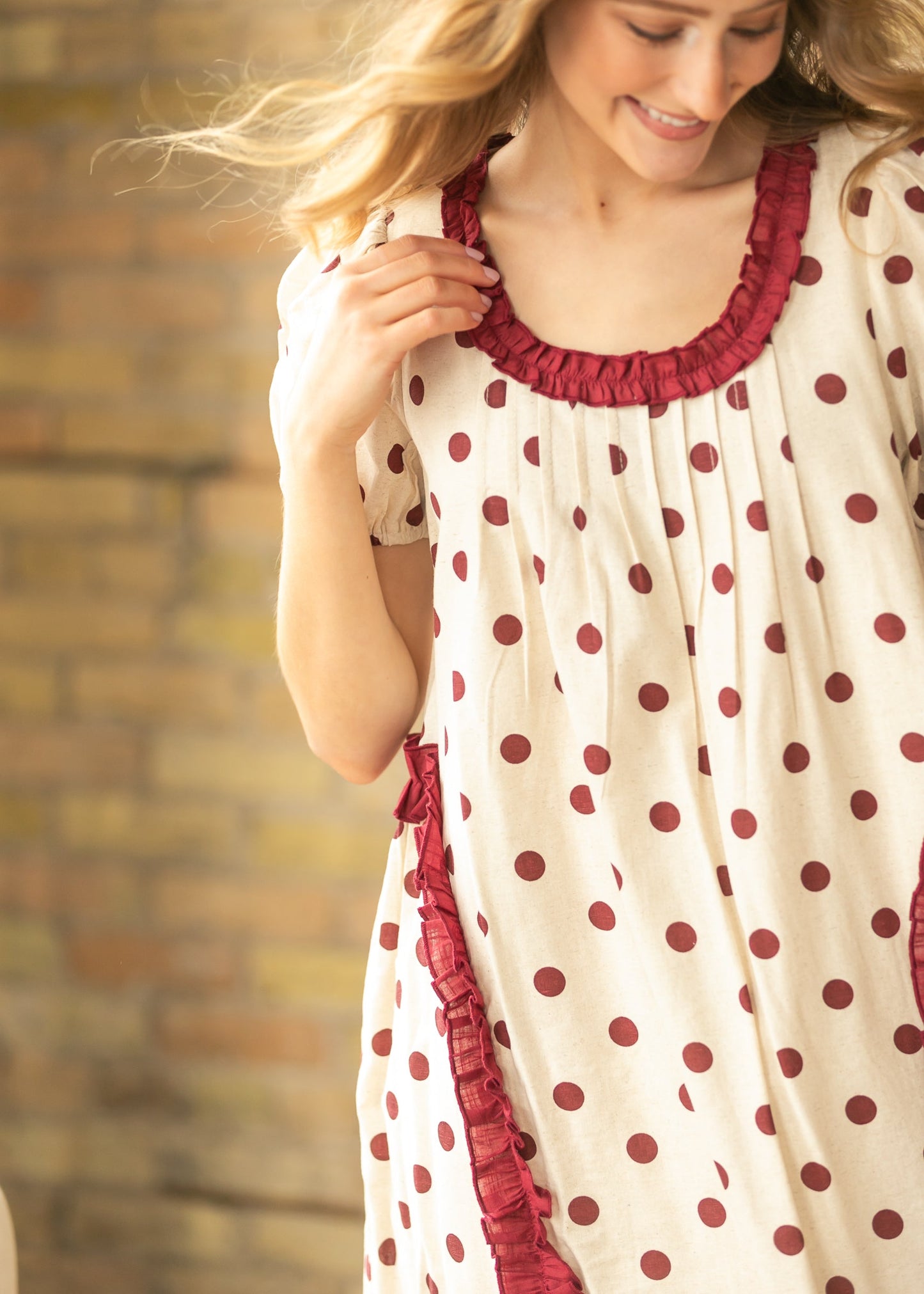 Polka Dot Ruffle Midi Dress