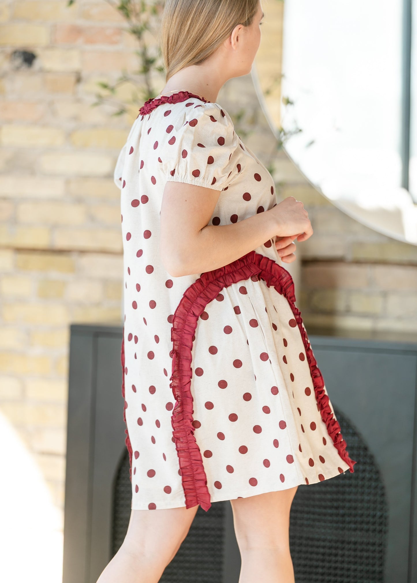 Polka Dot Ruffle Midi Dress