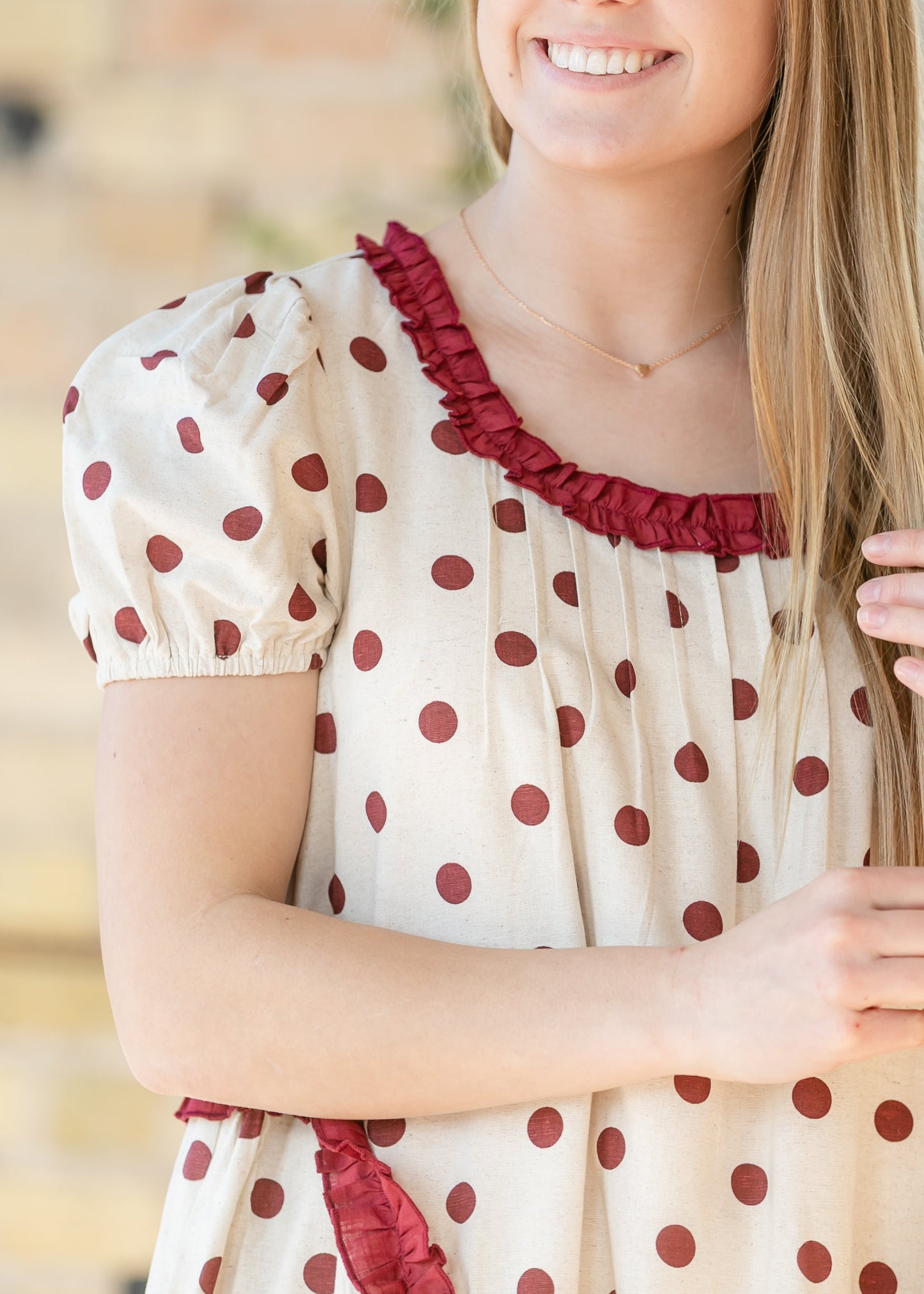 Polka Dot Ruffle Midi Dress