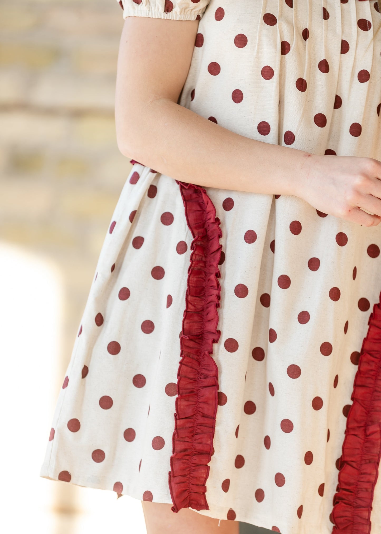 Polka Dot Ruffle Midi Dress