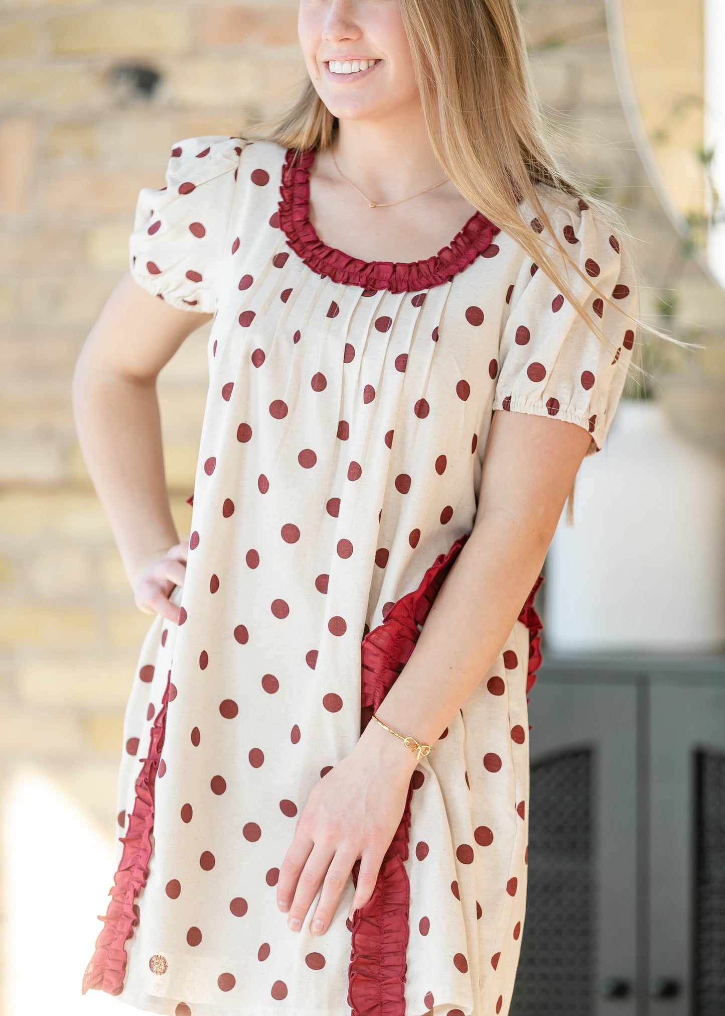 Polka Dot Ruffle Midi Dress