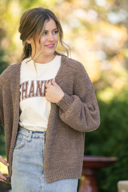Popcorn Knit Open Front Cardigan - FINAL SALE