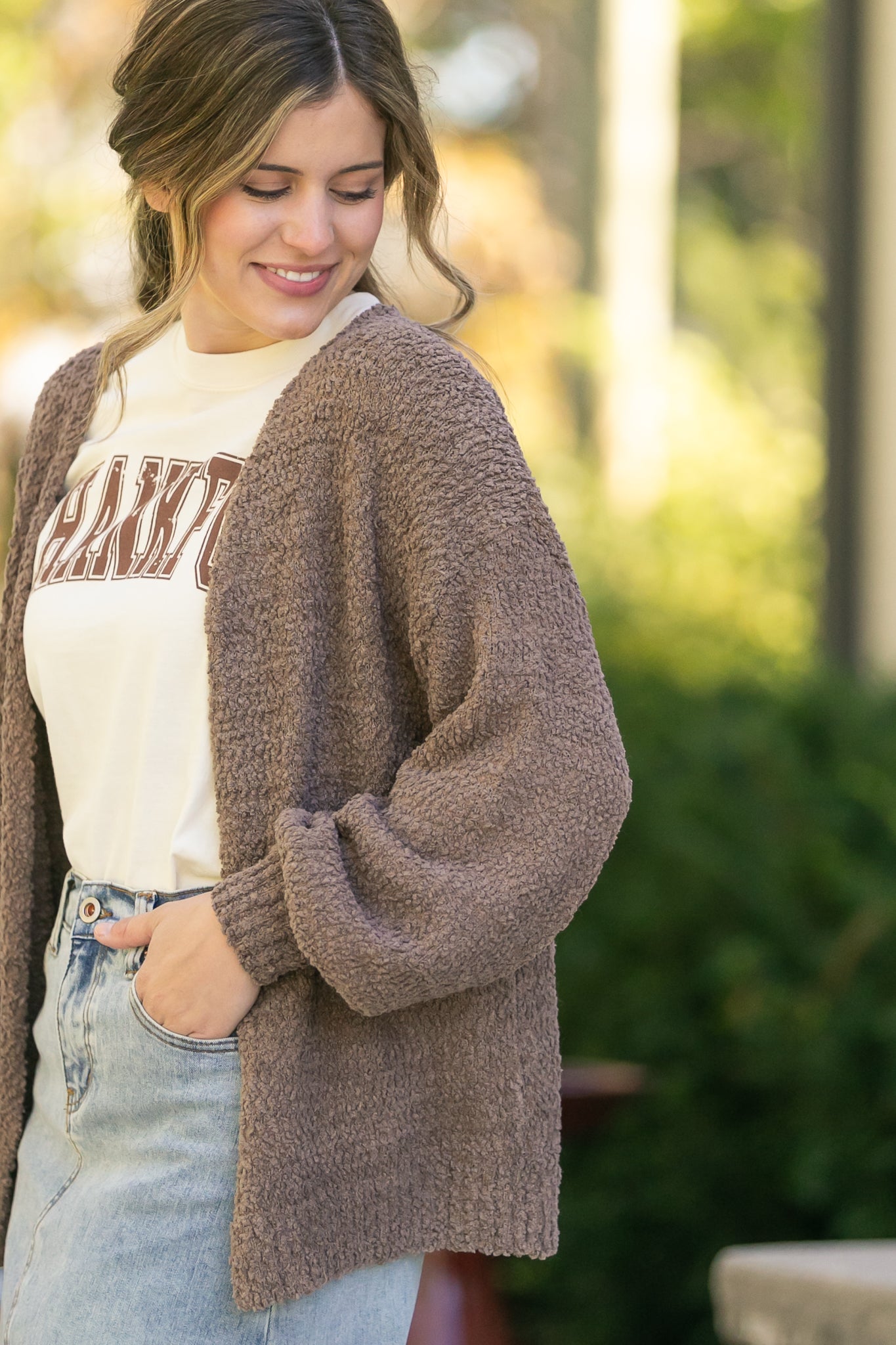Popcorn Knit Open Front Cardigan - FINAL SALE