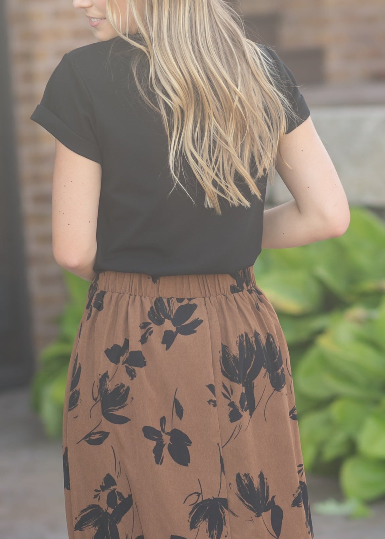 Braylyn Camel Floral Midi Skirt - FINAL SALE
