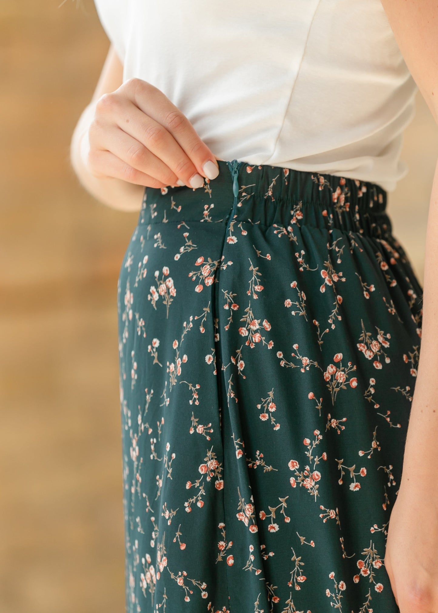 Havyn Teal Floral Lined Maxi Skirt