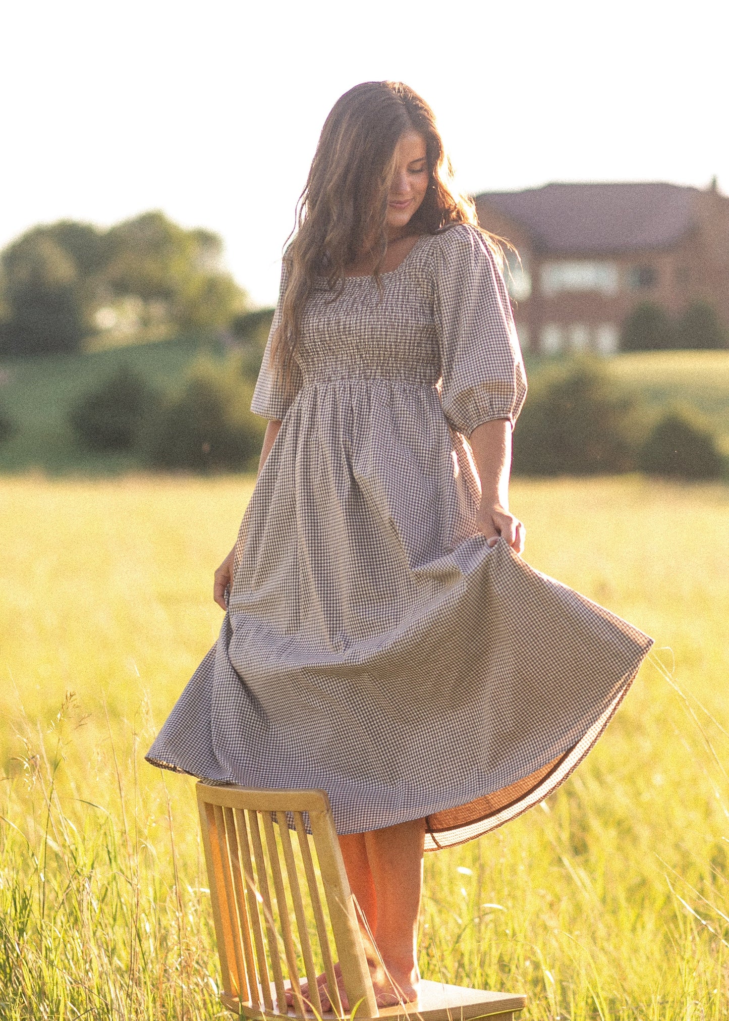 Kayleen Gingham Maxi Dress