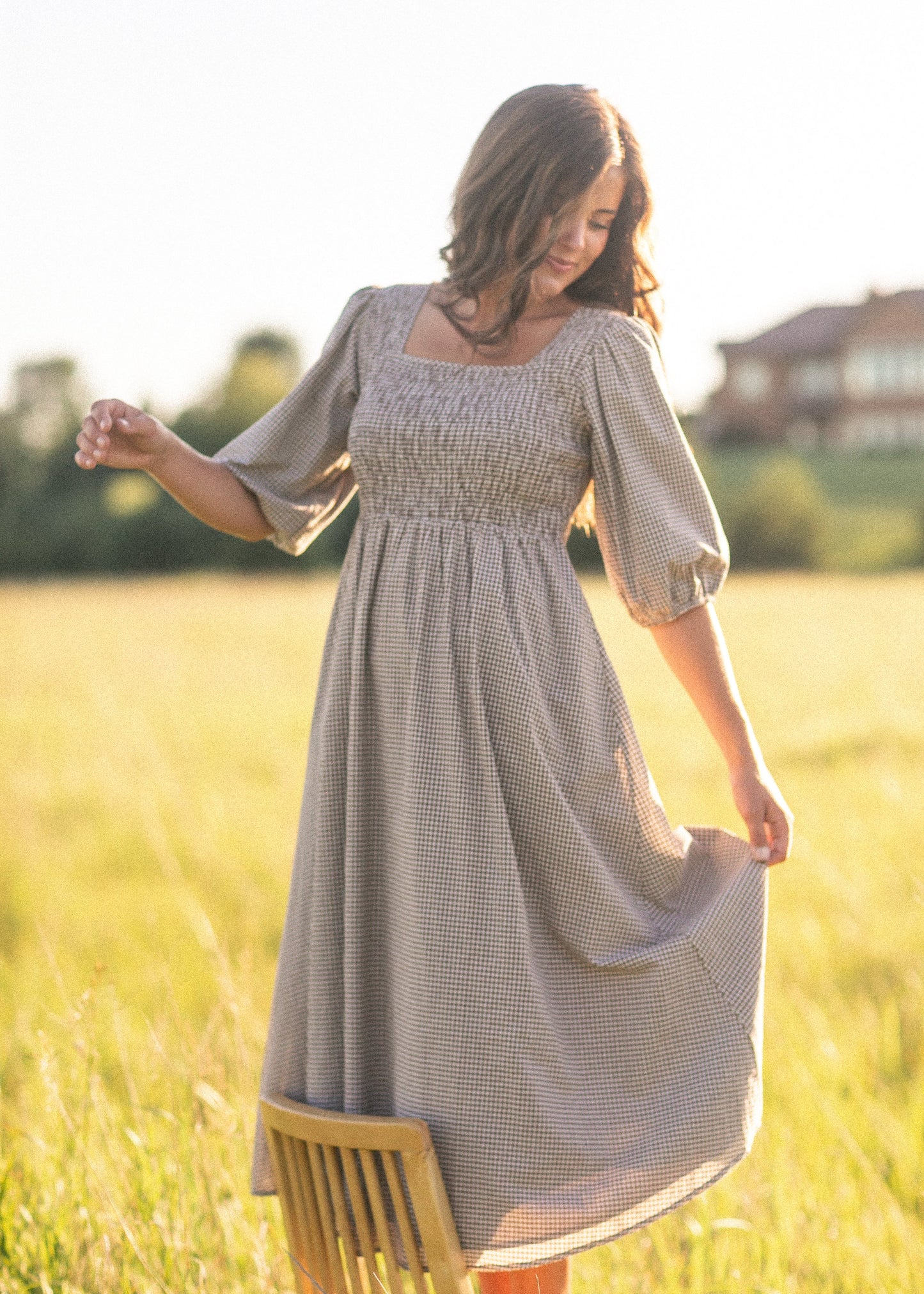 Kayleen Gingham Maxi Dress