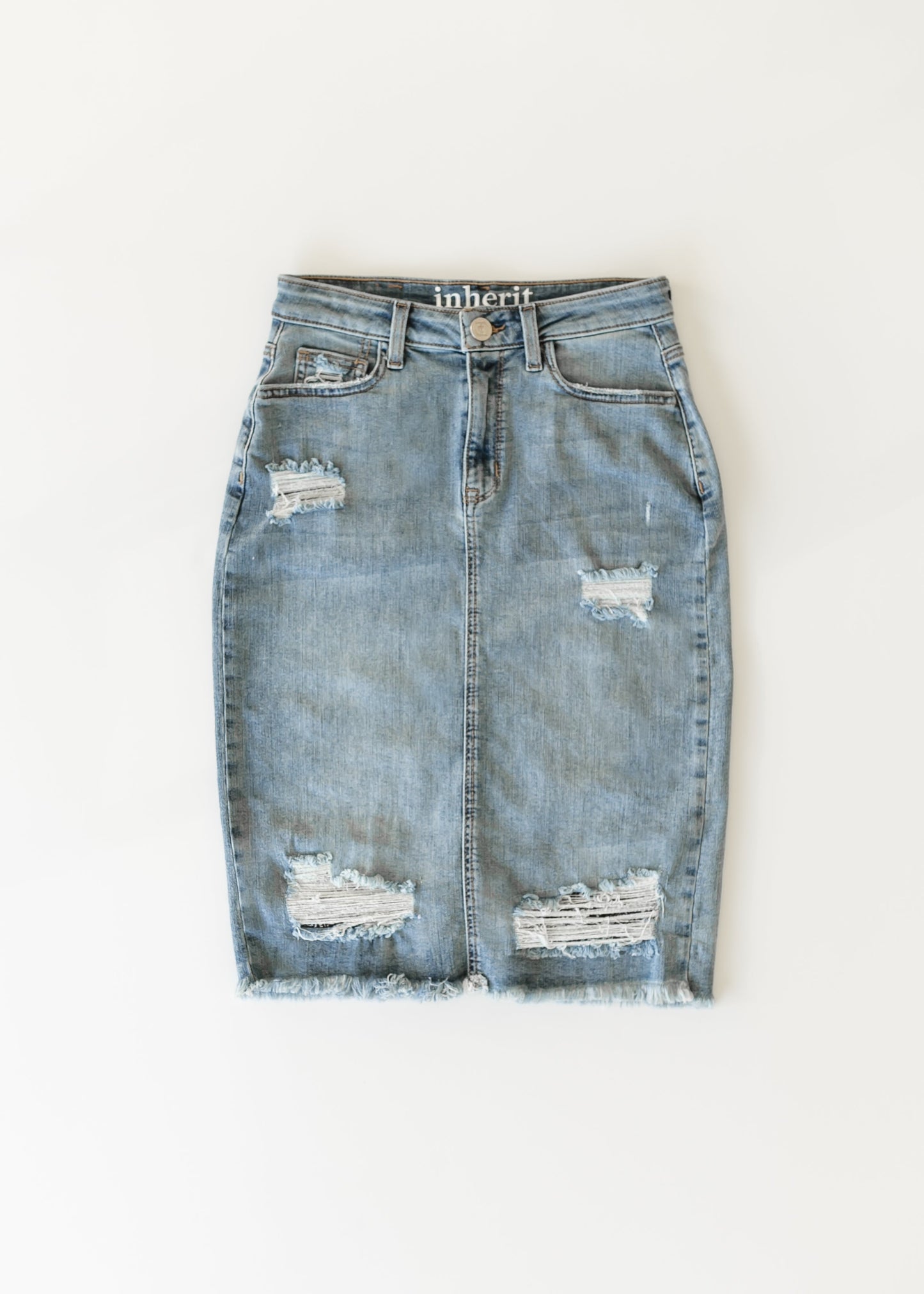 Presley Distressed Denim Midi Skirt - FINAL SALE
