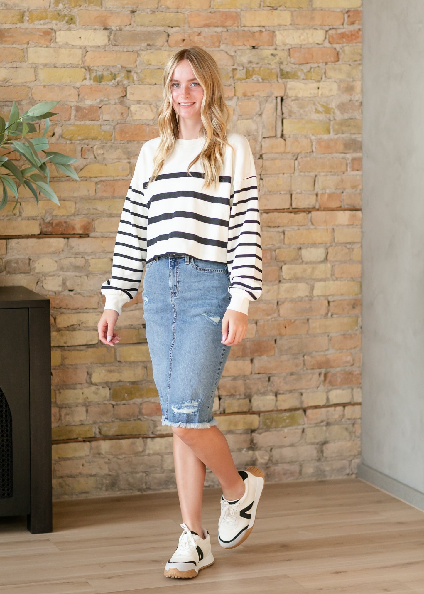 Presley Distressed Denim Midi Skirt - FINAL SALE