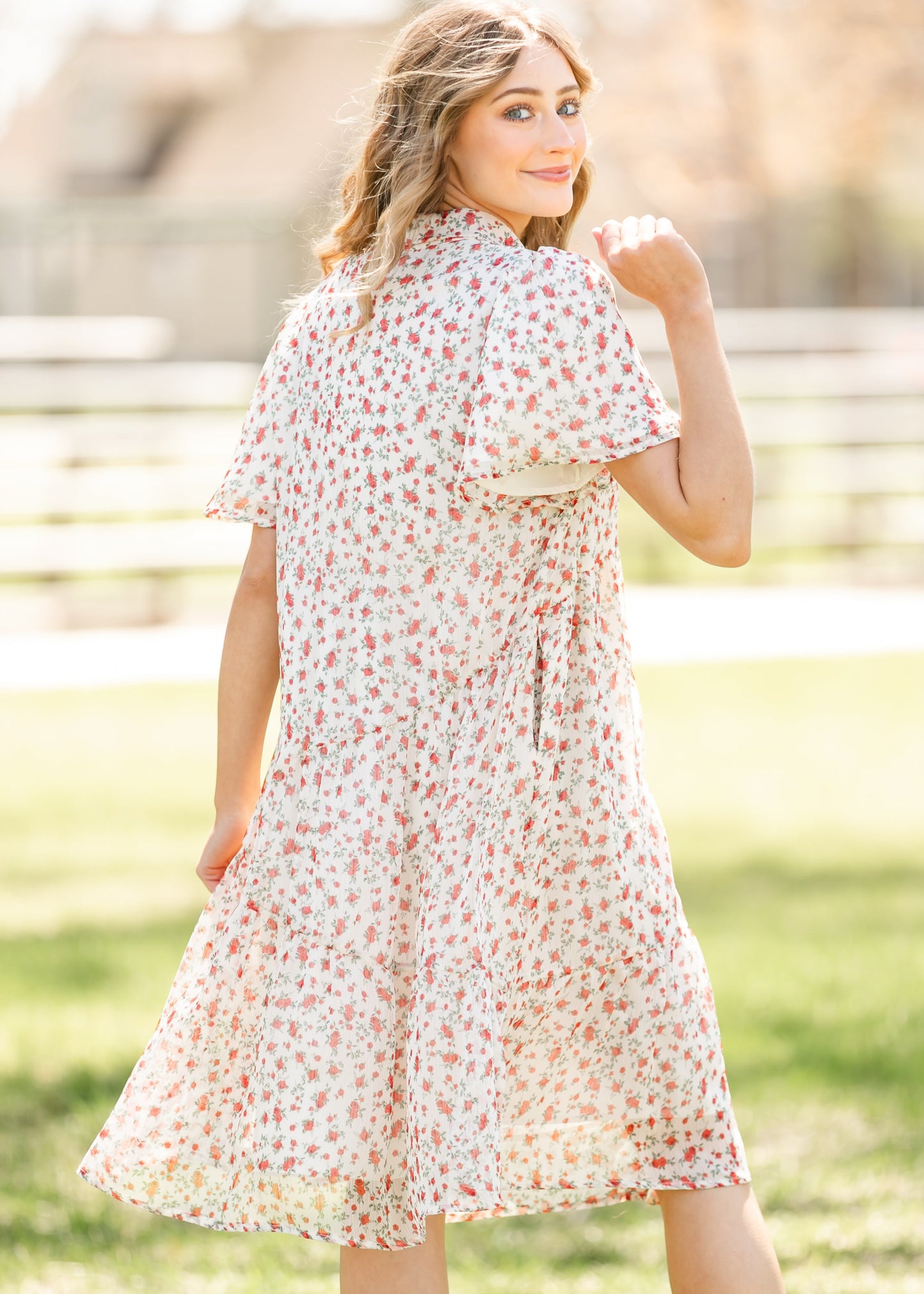 Printed Floral Collar Midi Dress - FINAL SALE