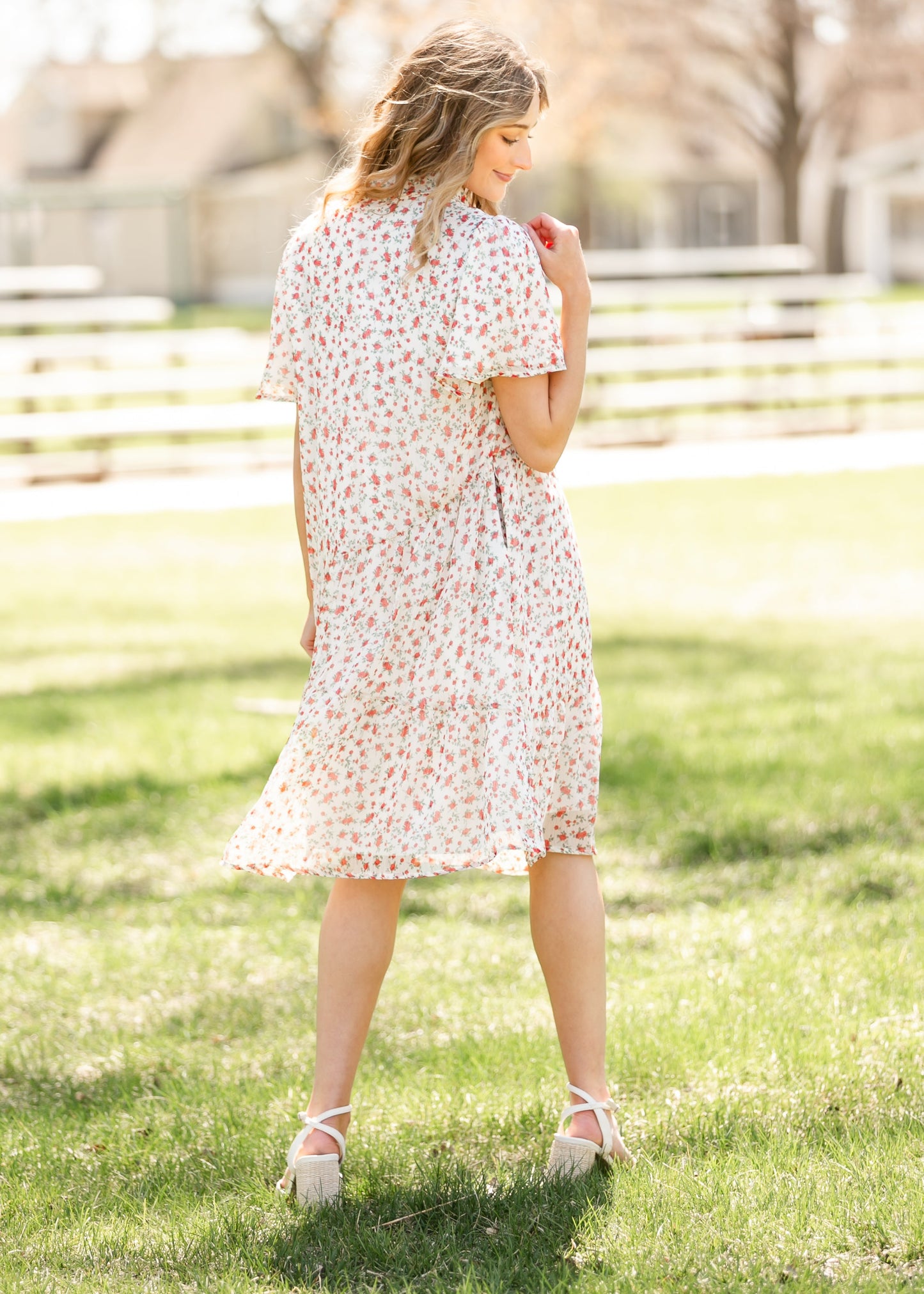 Printed Floral Collar Midi Dress - FINAL SALE