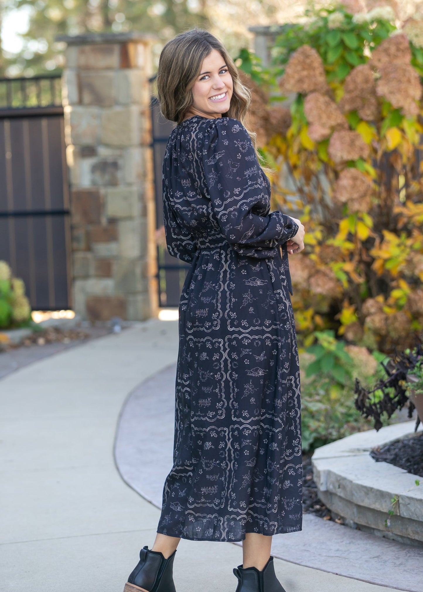 Printed Long Sleeve Maxi Dress - FINAL SALE